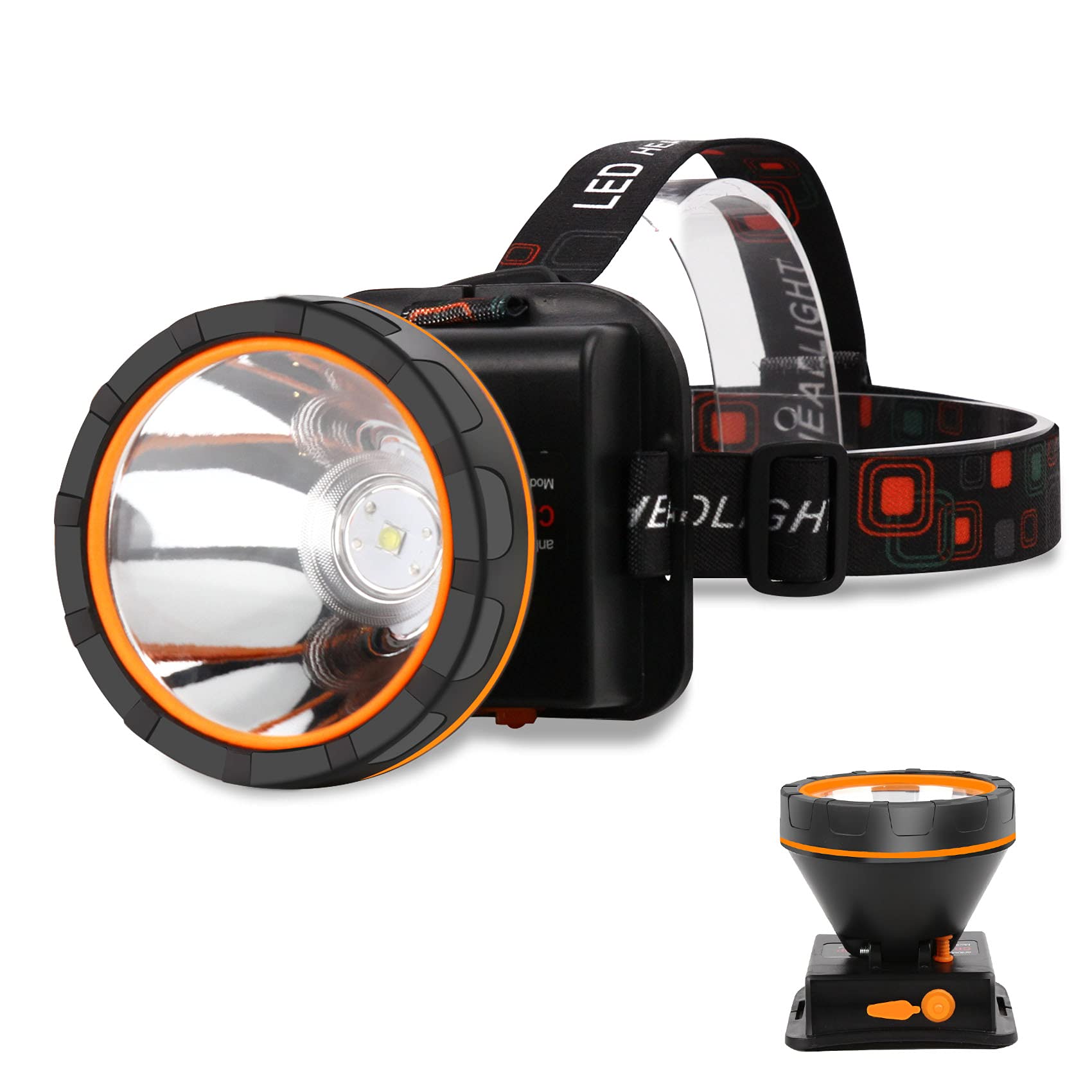 Super Bright 90000 Lumen Rechargeable LED Headlamp - Waterproof USB Headlight with 2 Modes for Outdoor Camping, Fishing, Hunting, Hiking & Night Running