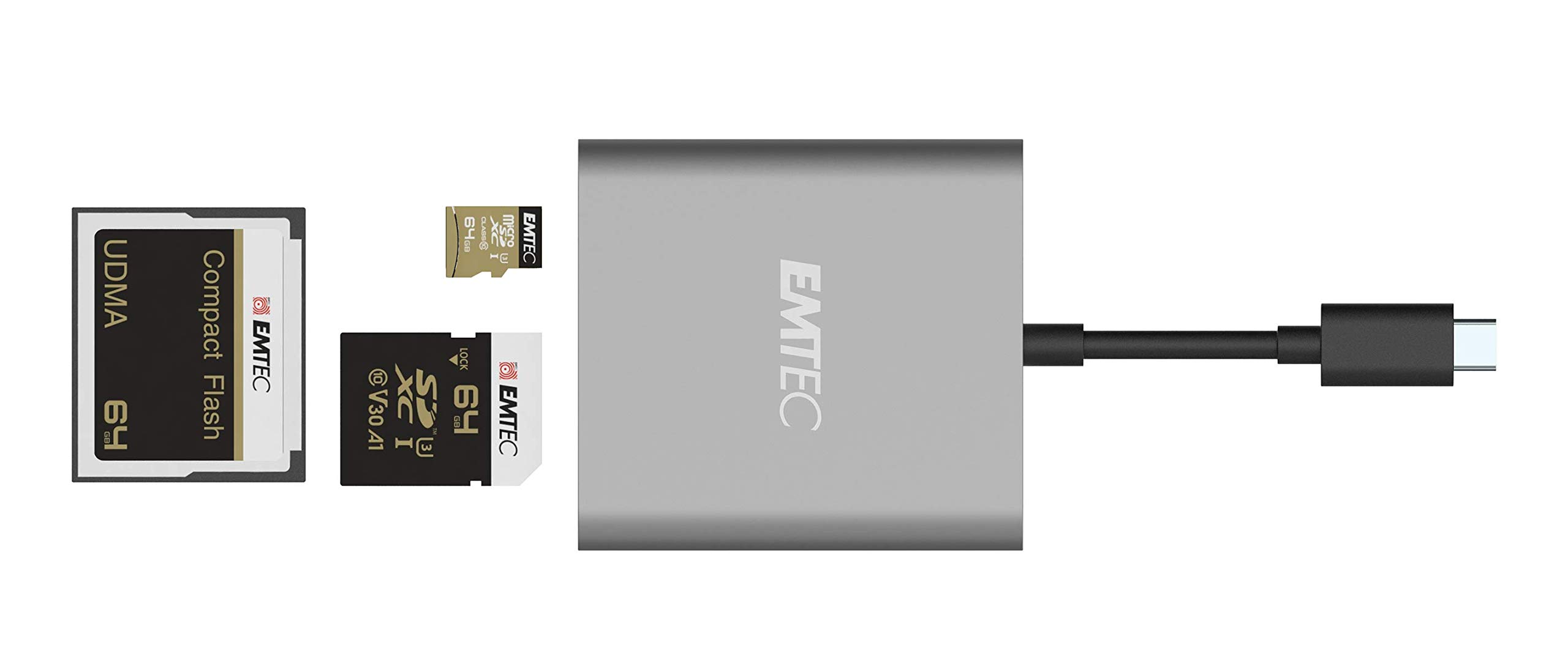 Emtec ECCAREADT610C USB-C Memory Card Reader - High-Speed SD/TF Card Adapter for MacBook, iPad, Laptop, PC - Perfect for Photographers, Videographers & Content Creators