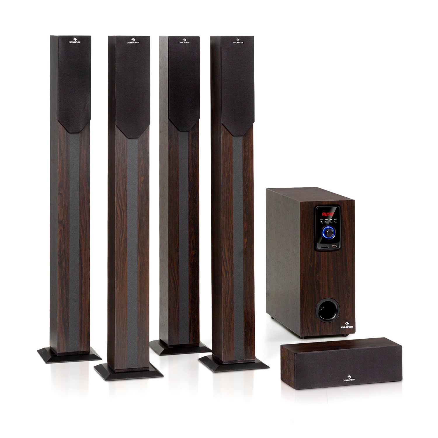 AUNA Areal Elegance 5.1 Wireless Home Theater Speaker System - 190W RMS Power, 5 Satellite Speakers (3+5