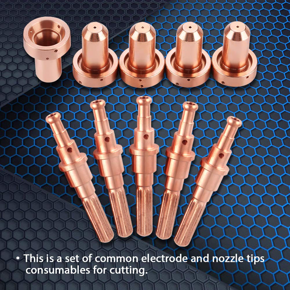 5pcs 9-8215 Electrodes & 5pcs 9-8207 Nozzle Tips Replacement Parts for Thermal Dynamics SL60/SL100 Plasma Cutter Torch - Compatible with Plasma Cutting & Welding Equipment - Perfect for Metal Fabrication, Automotive Repair & DIY Projects