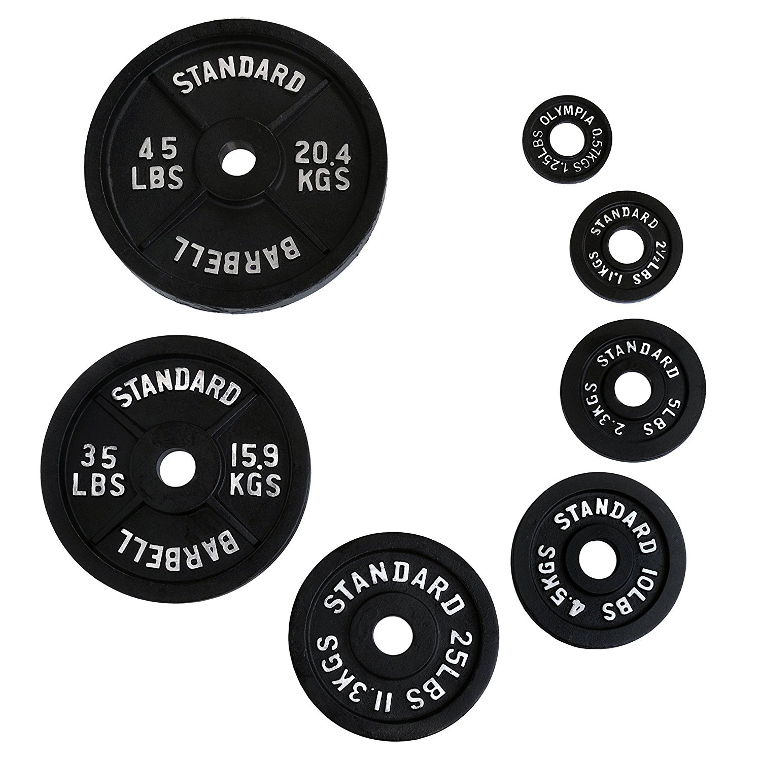 Ader Olympic Weight Plates Set - 4 Pairs (1.25, 2.5, 5, 10 Lbs) for Home Gym, CrossFit & Strength Training - Premium Black Cast Iron Plates