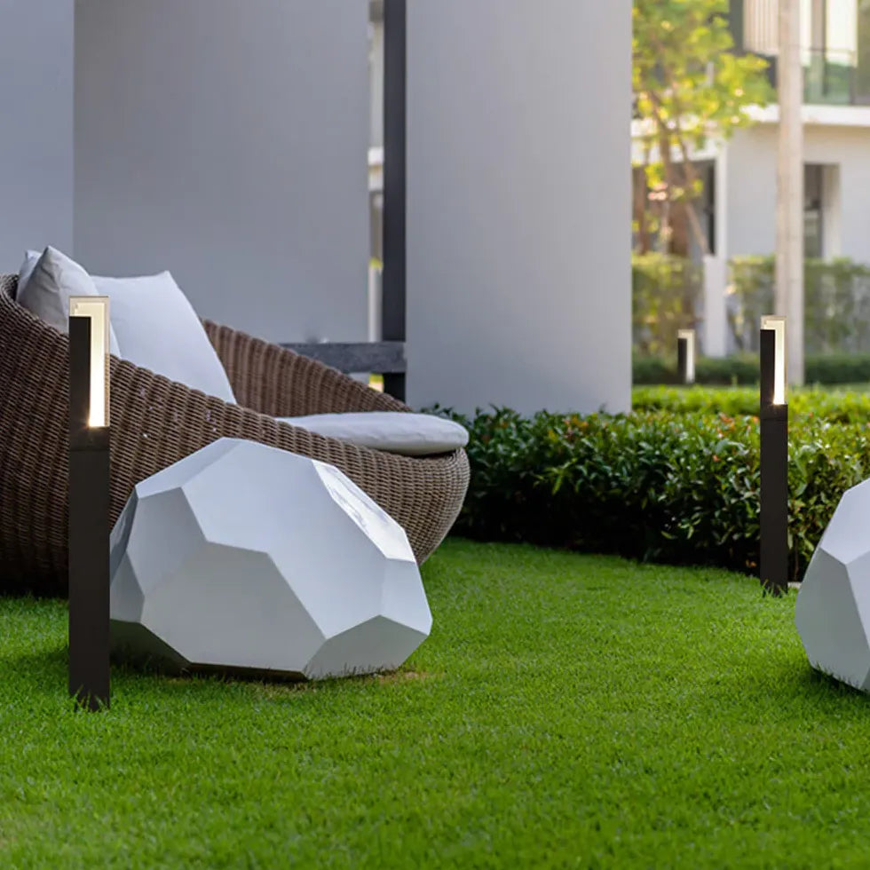 Square Acrylic Solar Bollard Lights - Outdoor Landscape Lighting for Garden, Pathway, Driveway & Patio | Weatherproof Solar Powered LED Lights