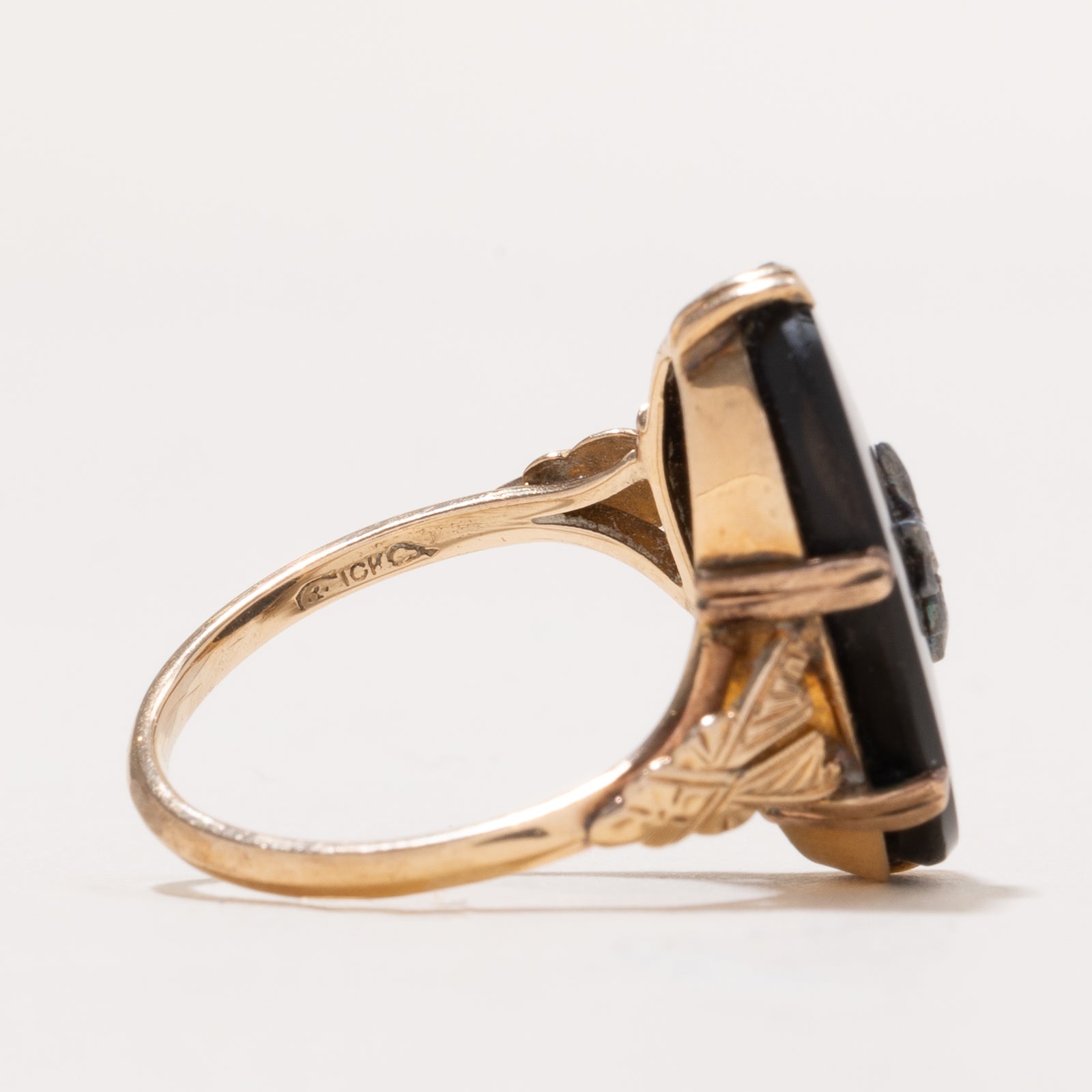 Onyx & Diamond Cocktail Ring for Women | 7.50ct Black Onyx & 0.04ct Diamond | Size 8 | Elegant Evening Party Jewelry for Weddings & Special Occasions