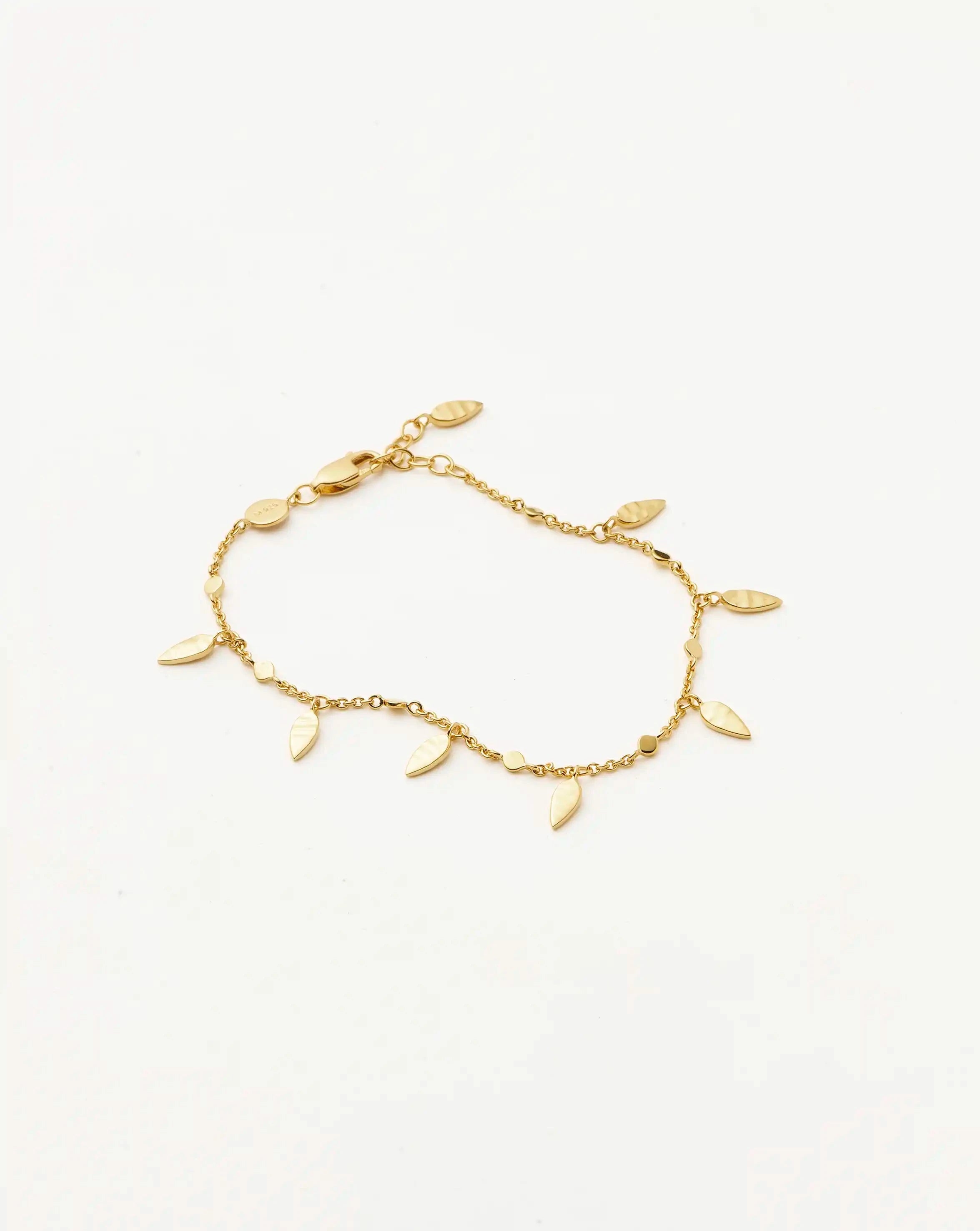 18K Gold Plated Vermeil Leaf Bracelet for Women - Elegant & Dainty Jewelry Gift for Birthday, Anniversary & Special Occasions