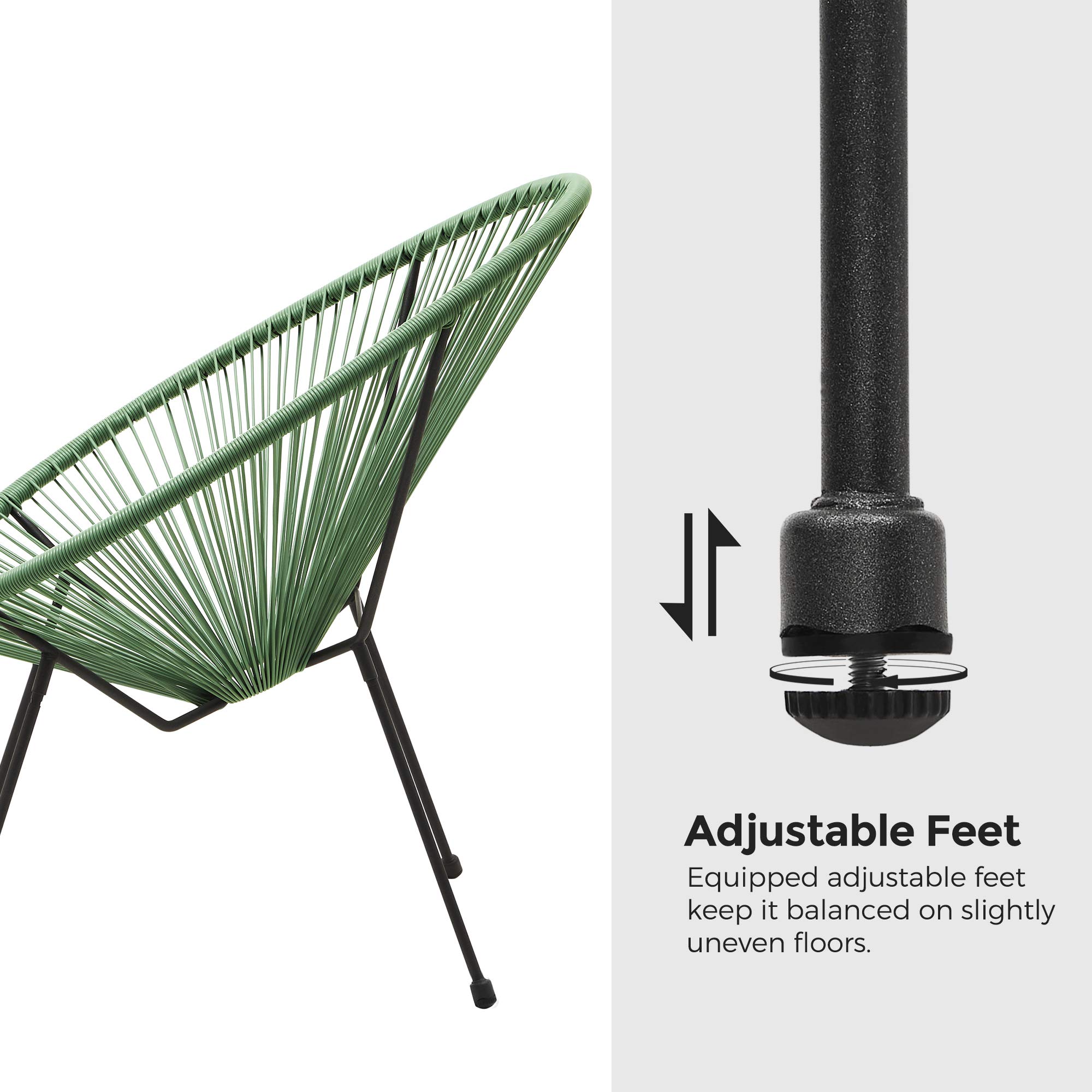 SONGMICS 3-Piece Acapulco Patio Set with Glass Table - Modern Outdoor Furniture for Garden, Balcony & Poolside - Light Green Bistro Chairs Perfect for Relaxing & Entertaining