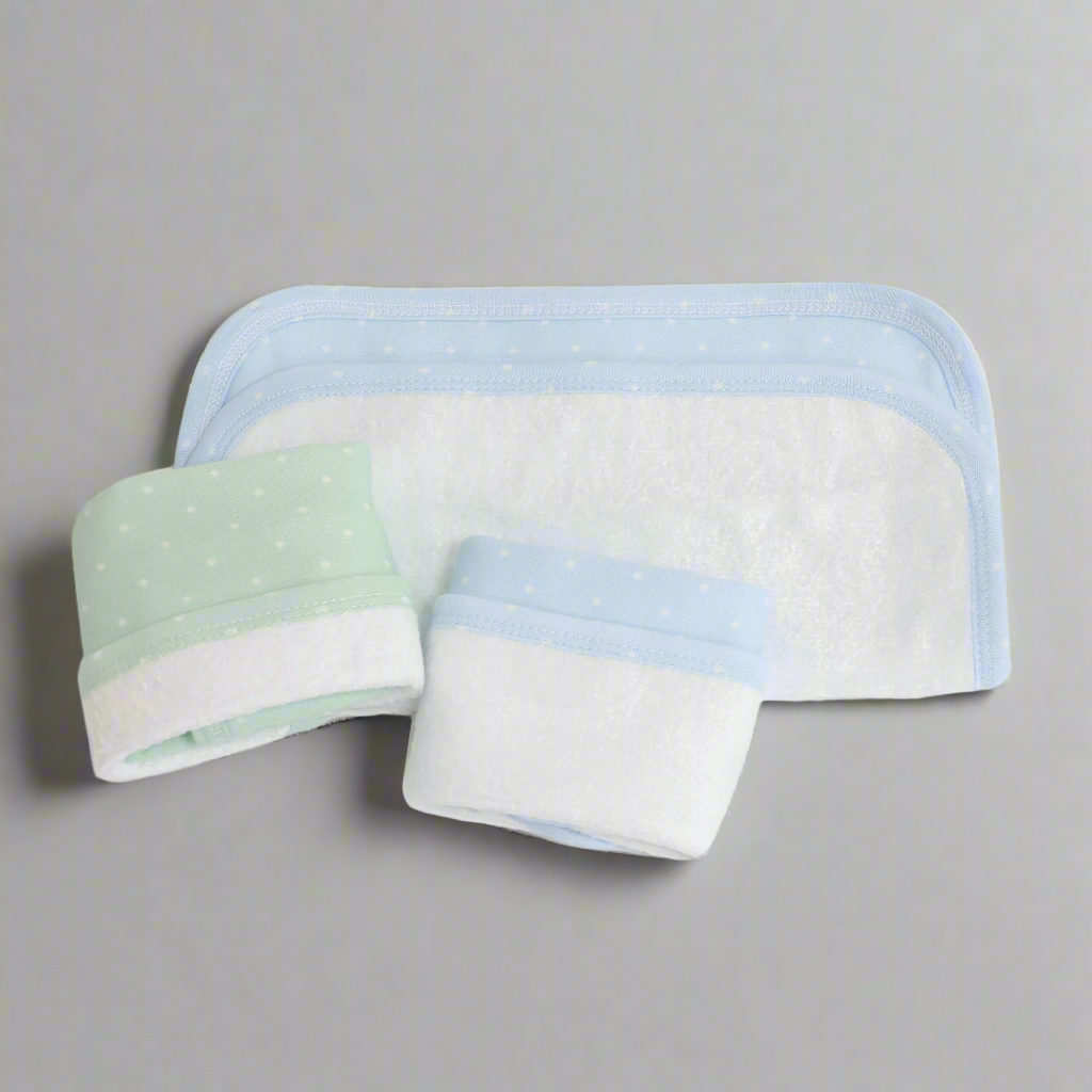 3-Pack Confetti Face Washer Set - Soft Blue & Sage Green Microfiber Makeup Remover Cloths | Gentle Cleansing for Daily Skincare & Makeup Removal