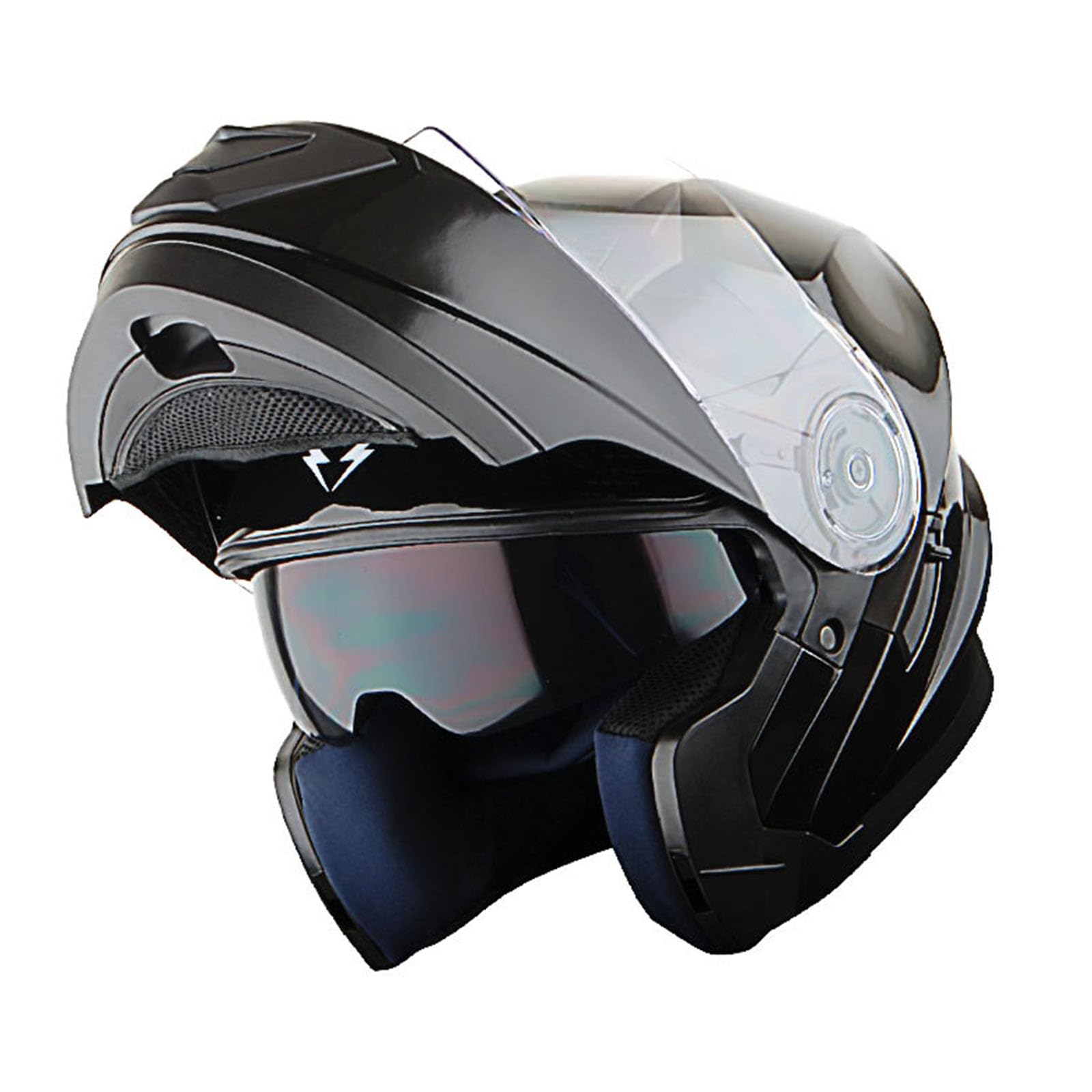 1Storm Modular Full Face Motorcycle Helmet - Glossy Black with Dual Visor Sun Shield & Rechargeable LED Tail Light - DOT Approved for Safe Riding - Perfect for Street Bikes, Cruisers, and Commuting