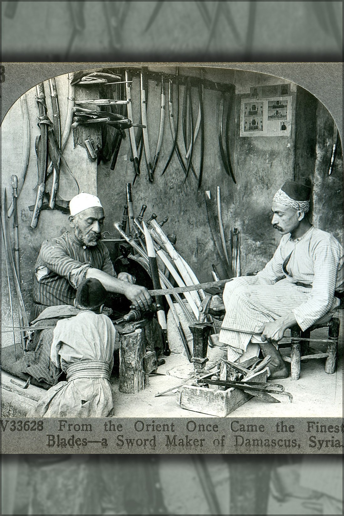 24x36 Inch Damascus Sword Maker Vintage Poster - 1900 Syria Historical Art Print for Home, Office & Gallery Decor