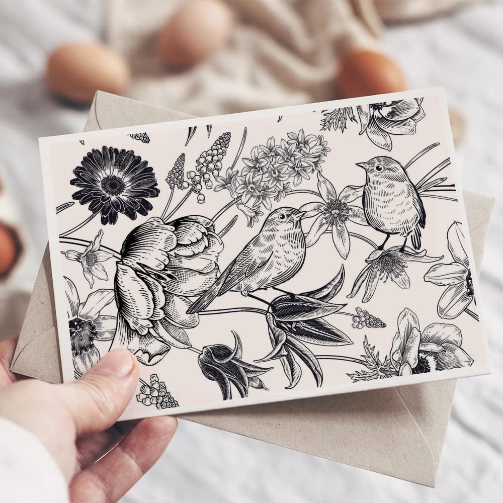 Spring Bird Flower Clear Stamps for Card Making - Floral Leaves Transparent Rubber Stamps for DIY Scrapbooking, Bullet Journal, Handmade Crafts & Notebook Decoration - Perfect for Greeting Cards, Wedding Invitations & Art Journaling