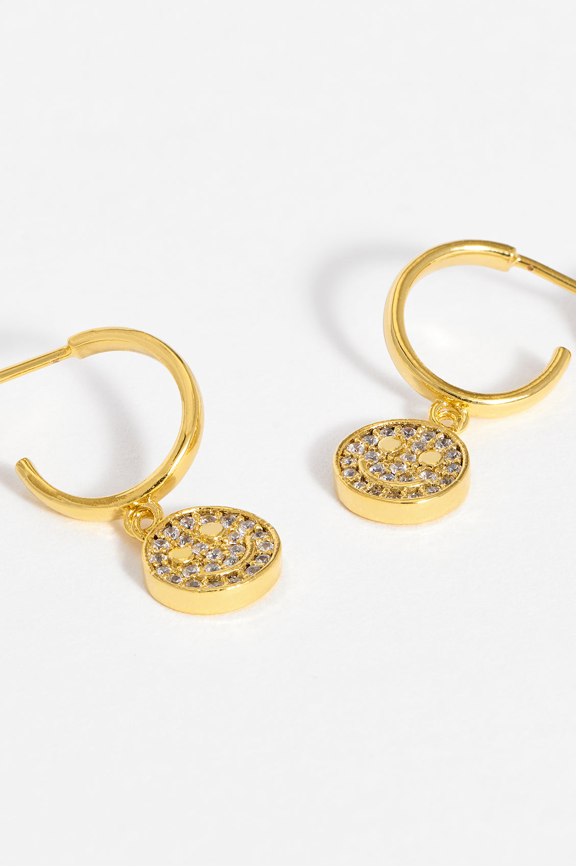 Pave Smile Charm Hoop Earrings - Sparkling Cubic Zirconia Dangle Earrings for Women, Perfect for Parties, Weddings & Everyday Wear