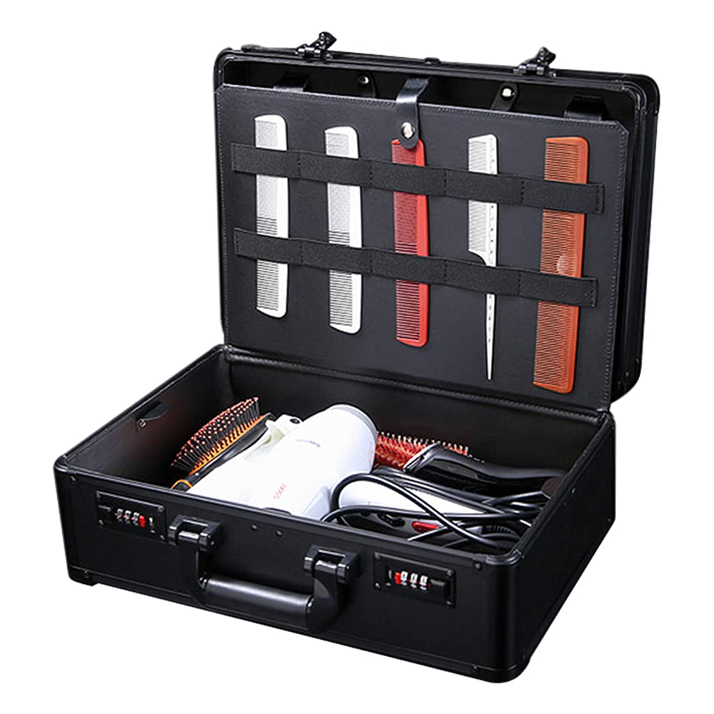 Professional Barber Case - Salon Hair Cutting Storage Organizer Kit with Travel Handle - Stylist Tool Box for Clippers, Trimmers, Blades, Shears, Combs & Brushes (Black) - Perfect for Mobile Barbers, Salon Professionals & Home Haircut Kits