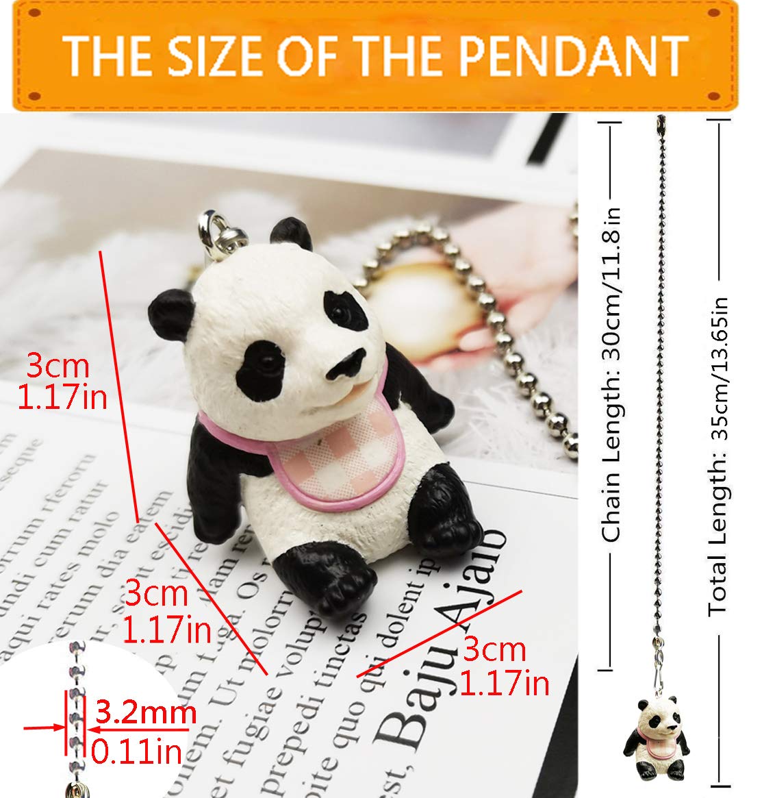 Panda Charm Fan Pull Chain Extender - Nickel Finish for Ceiling Fan Decor
