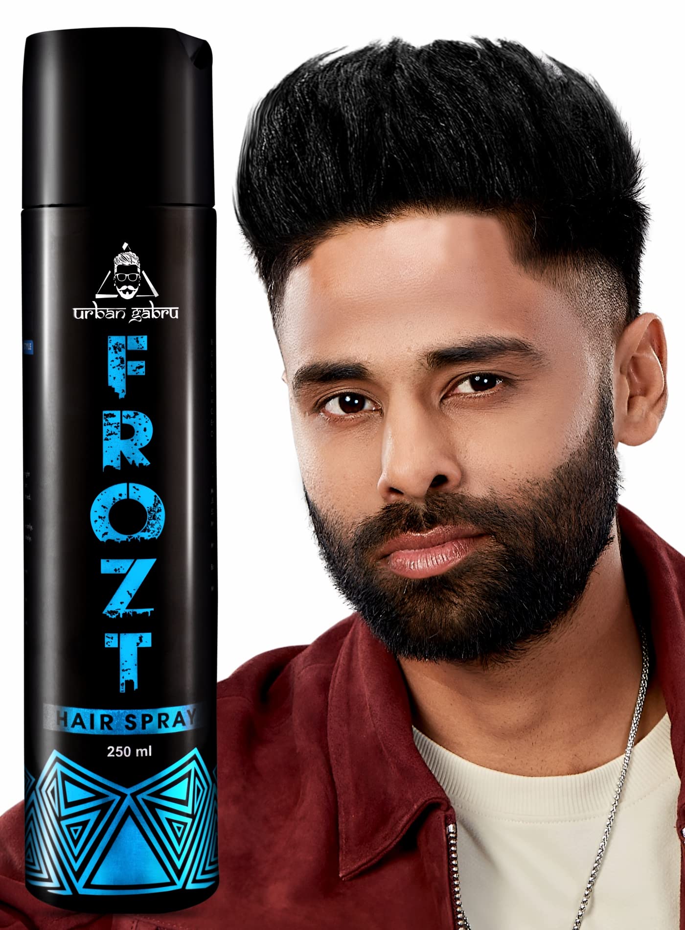 UrbanGabru Frozt Hair Setting Spray (250 ml) - Strong Hold Hair Styling Spray for Men | Non-Sticky & Fast Drying | Perfect for Parties, Weddings & Daily Styling
