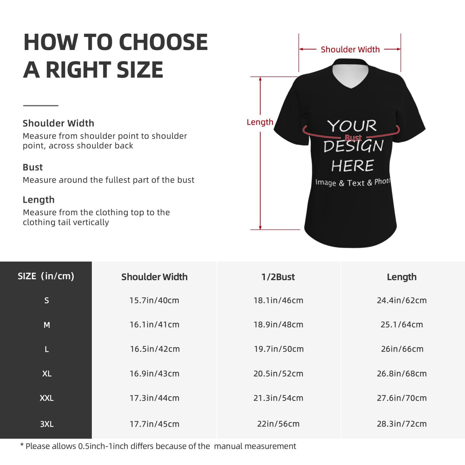 Custom Printed T-Shirts for Women - Personalized Photo/Text/Logo Tees - Unique Custom Gifts - 4-Sided Printing - Perfect for Birthdays, Anniversaries & Corporate Events