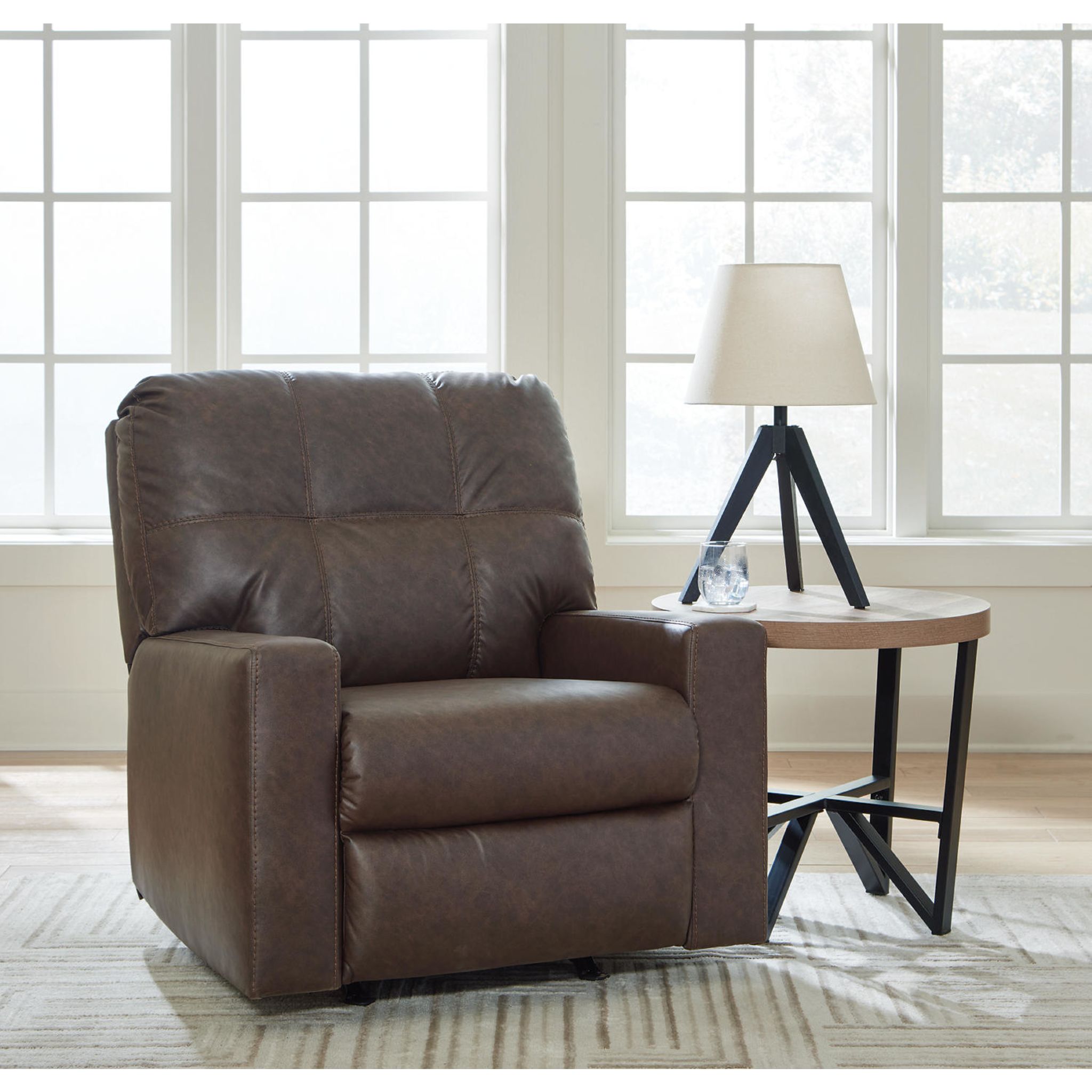Barlin Mills Rocker Recliner Chair - Comfortable Leather Living Room Reclining Chair with Padded Armrests and Lumbar Support - Perfect for Relaxing, Watching TV or Napping in Your Home Theater, Bedroom or Office