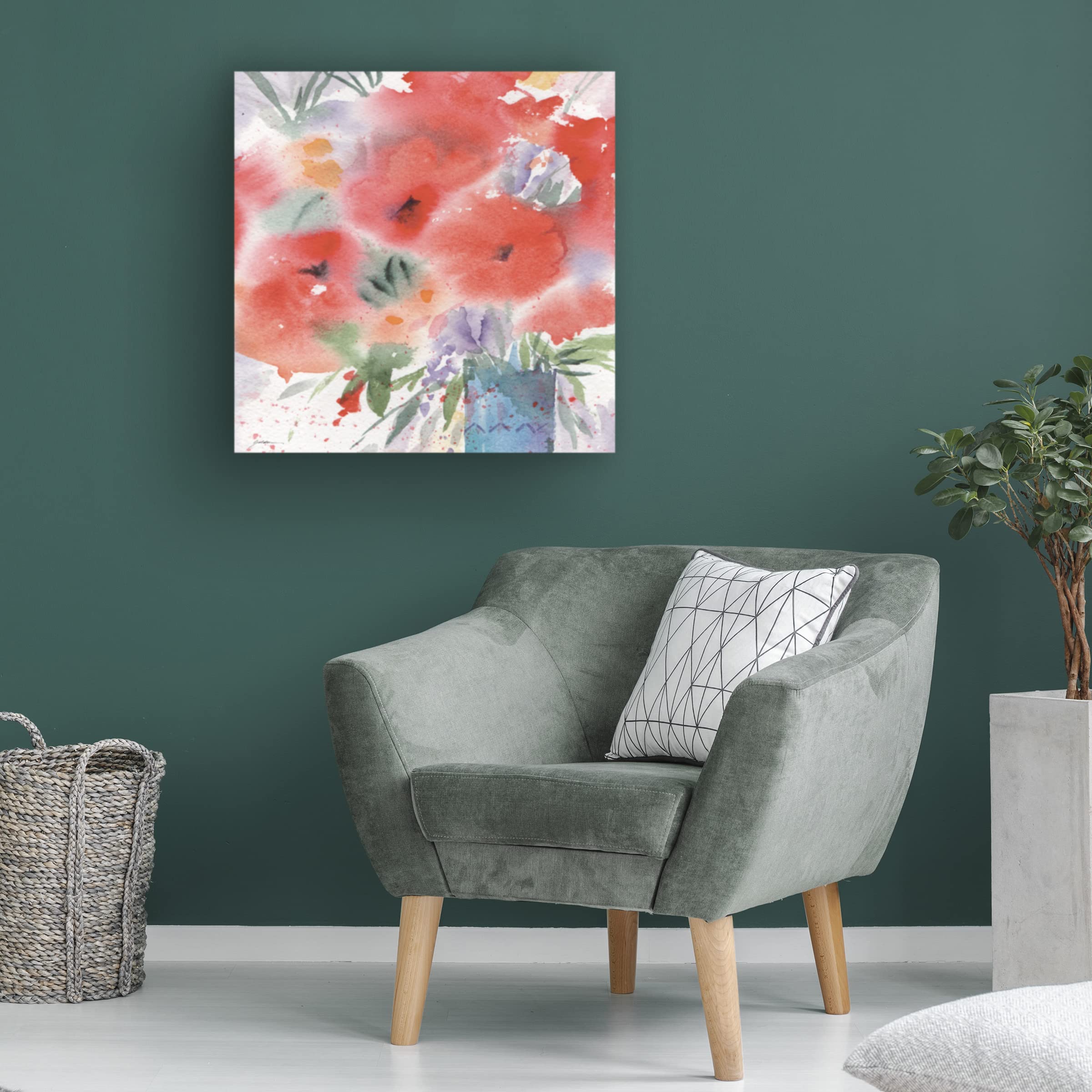 Sheila Golden 'Red Flowers Blossoming' Canvas Wall Art Print - Vibrant Floral Home Decor for Living Room, Bedroom & Office
