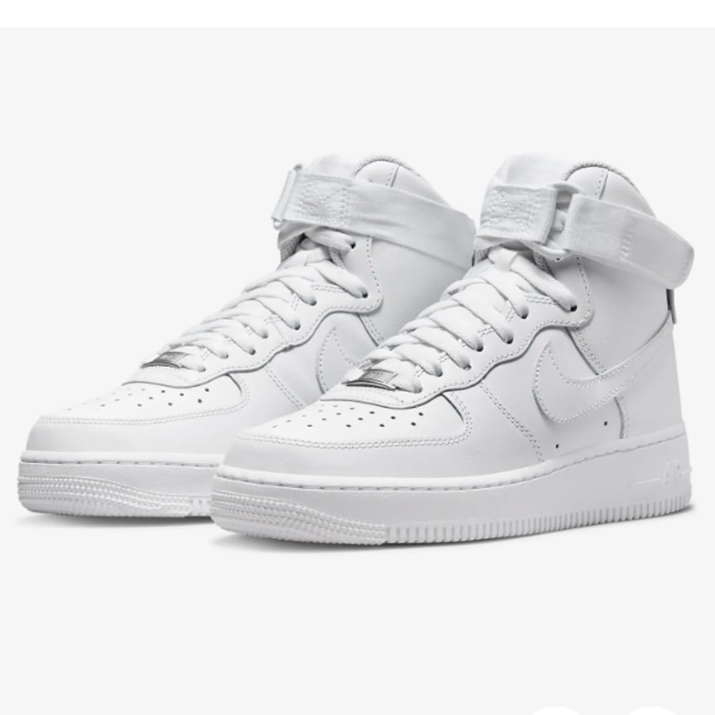Nike Women's Air Force 1 High Top Sneakers - White Leather Basketball Shoes for Women (Size 9.5) - Perfect for Casual Wear, Gym & Street Fashion