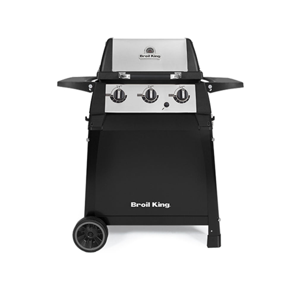 Broil King Porta Chef 320 Portable Gas Grill - Black Steel Cart with Side Shelves for Outdoor Cooking, Camping & Tailgating | Model 902500