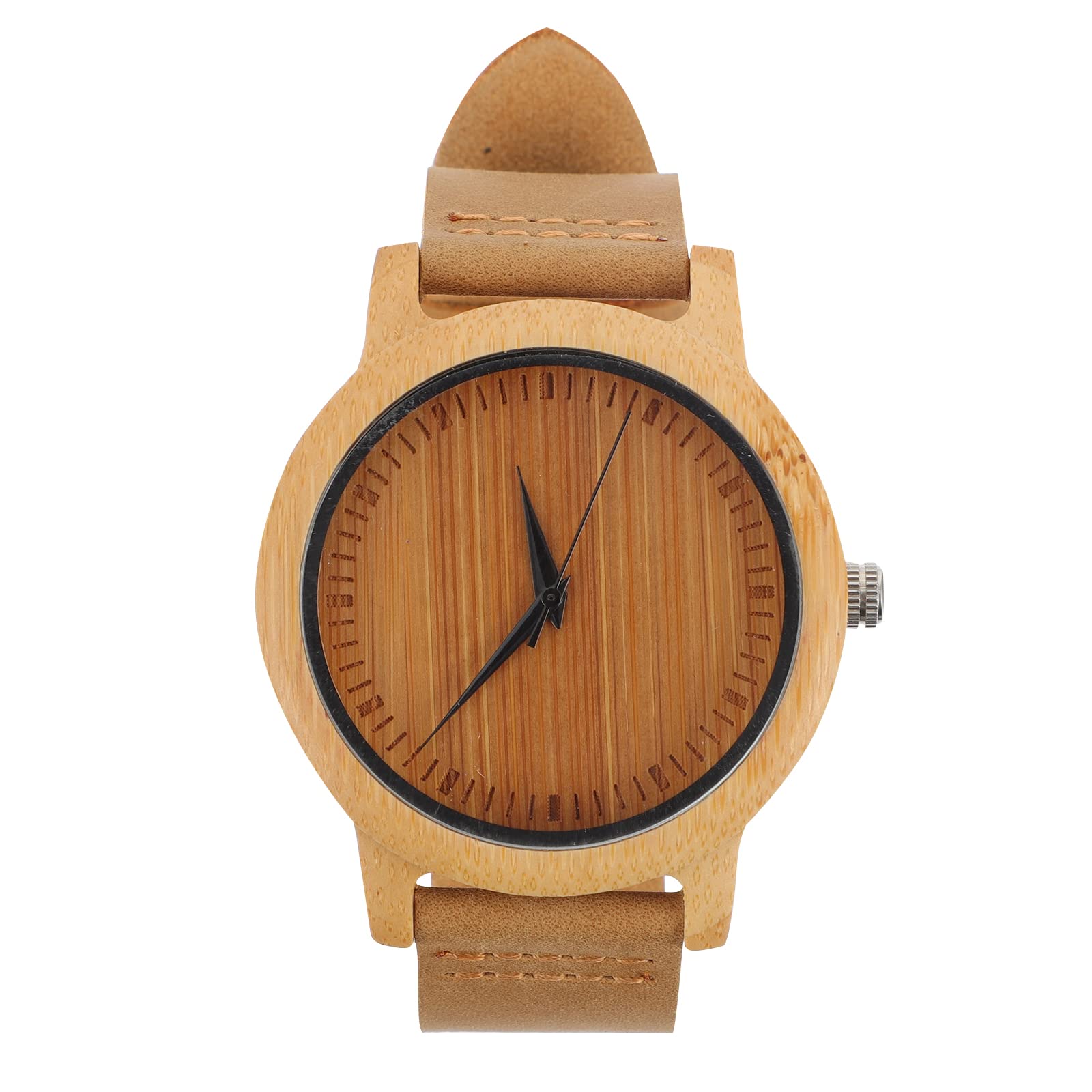 Bamboo Wooden Watch with Leather Strap - Casual Analog Quartz for Men & Women - Perfect for Outdoor & Office Wear