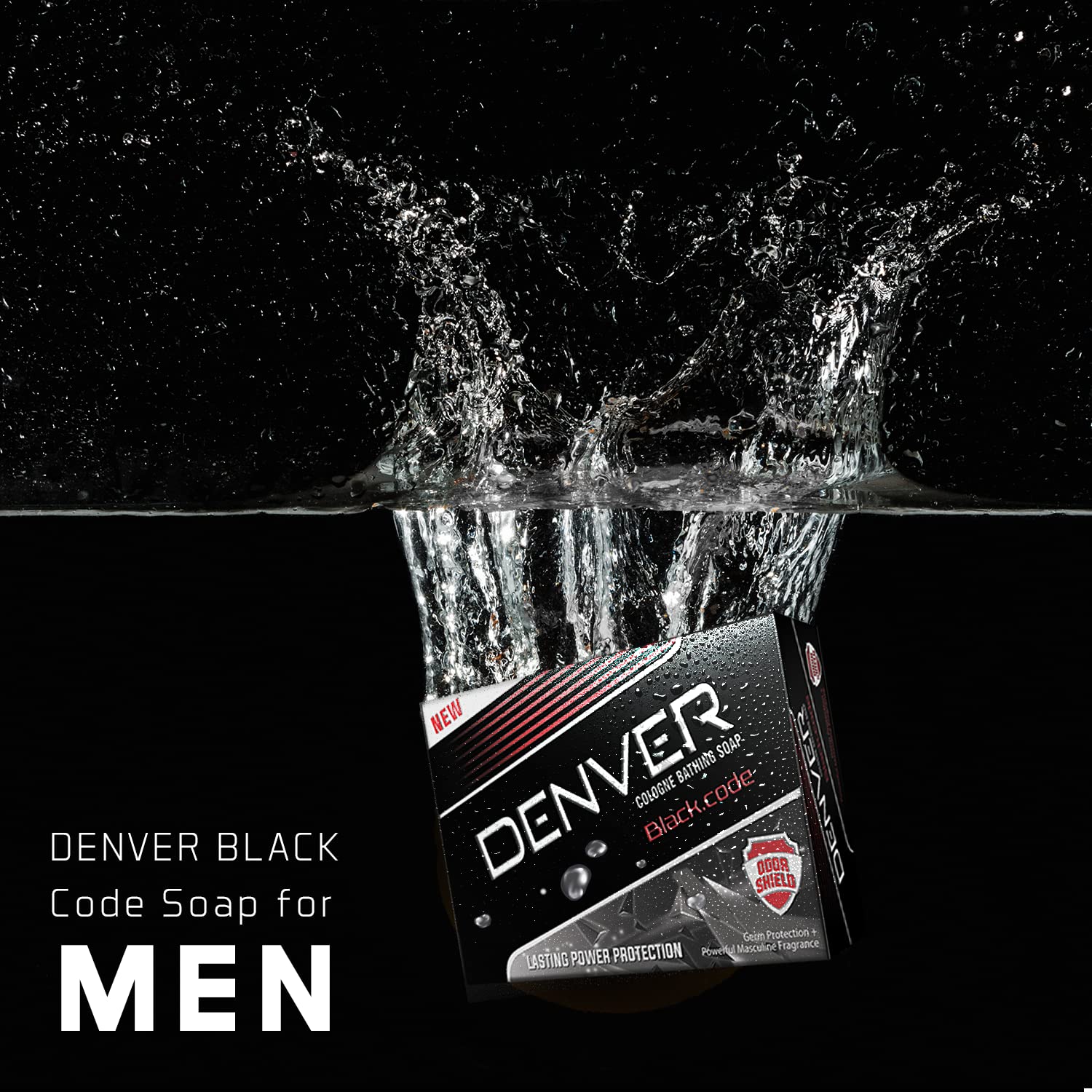 DENVER Black Code Bathing Soap for Men - 125GM Each (Pack of 3) | Long-Lasting Fragrance, Moisturizing & Refreshing | Perfect for Gym, Travel & Daily Shower