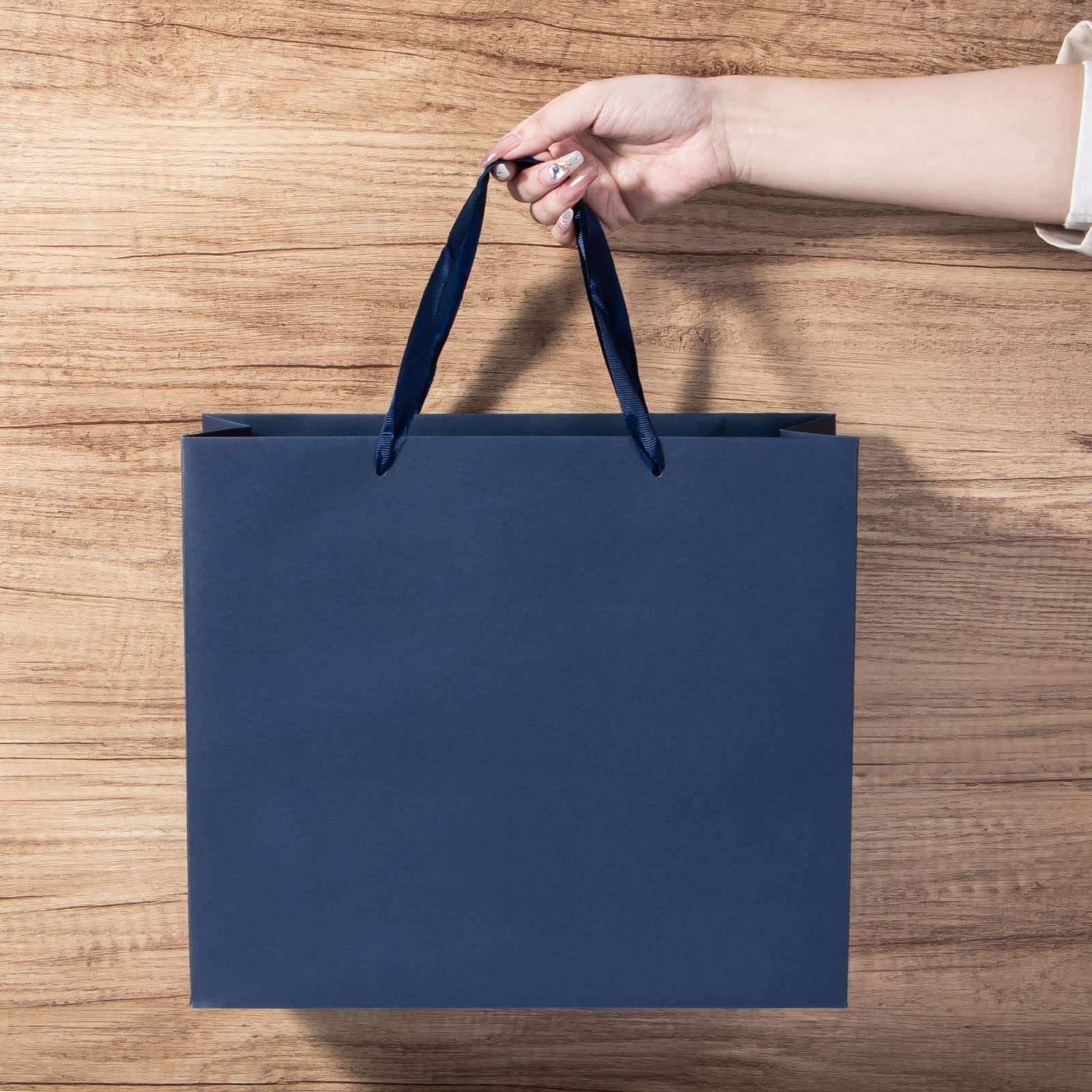 Navy Blue Kraft Paper Gift Bags with Handles 12.5x4.5x11 Inch - 20 Pack for Parties, Shopping, Retail & Business | Eco-Friendly Merchandise Bags for Gifts, Events & Store Packaging