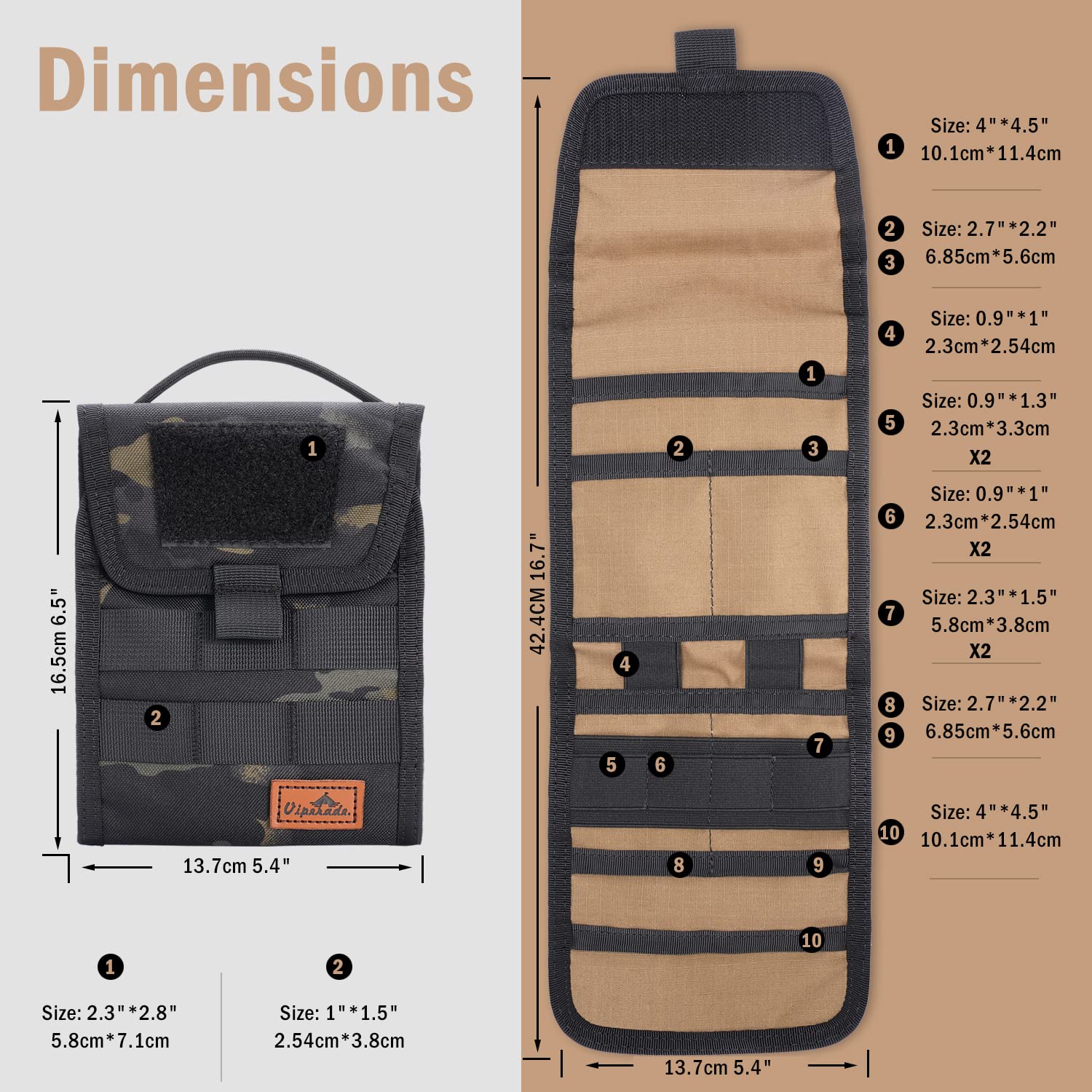 VIPERADE VE12 Folding EDC Organizer Pouch - Molle Compatible Tool Bag & Trifold Utility Pouch for Outdoor Gear, Tactical Equipment & Everyday Carry Essentials | Perfect for Camping, Hiking, Work & Travel Organization