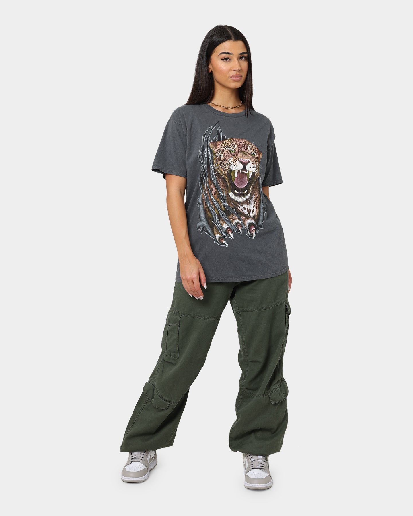Vintage American Thrift OG Leopard Print T-Shirt - Off Black | Retro Graphic Tee for Men & Women | Perfect for Casual Wear, Street Style & 90s Fashion Outfits