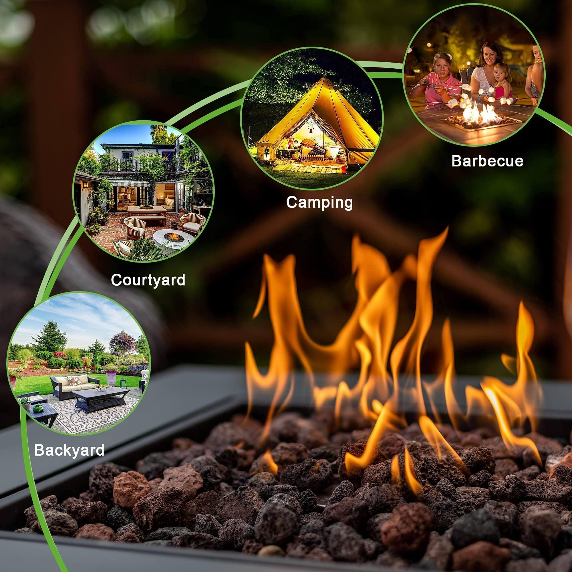 28in Outdoor Propane Fire Pit Table - 50,000 BTU Gas Fire Pit with Lid, ETL Certified - Perfect for Garden, Patio, Backyard Gatherings & Cozy Evenings