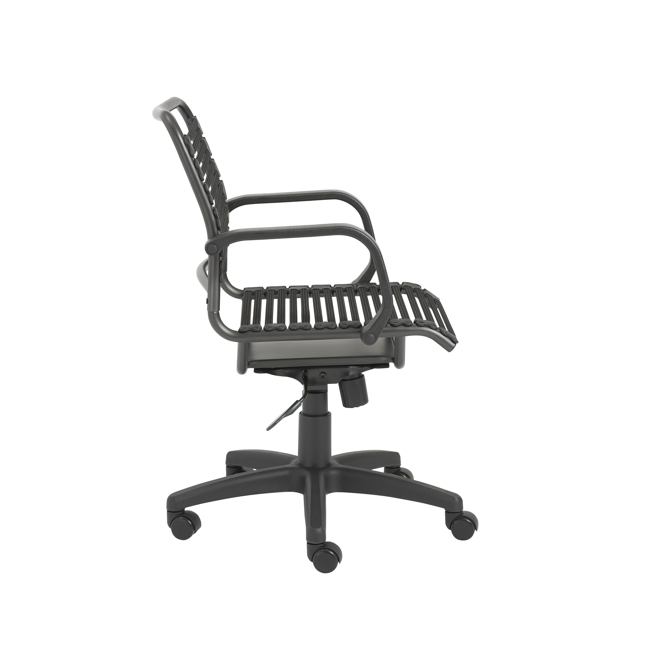 Ergonomic Bungie Flat Mid Back Office Chair - Black Mesh with Graphite Frame & Swivel Base | Comfortable Desk Chair for Home Office, Gaming & Workspace