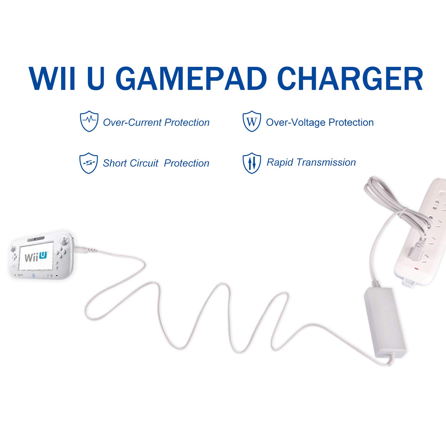 Xahpower AC Power Adapter Charger for Nintendo Wii U Gamepad Remote Controller - Fast Charging Replacement Battery - Perfect for Gaming at Home or Travel