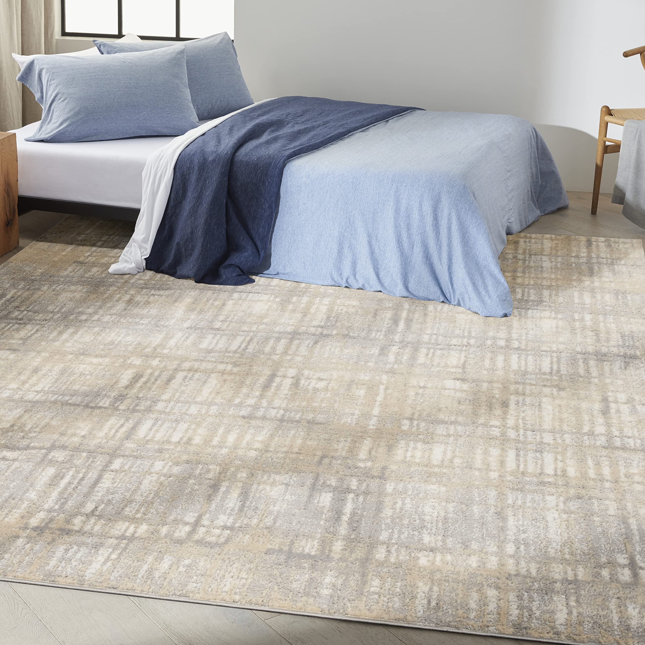 Calvin Klein CK005 Modern Grey/Ivory 8x10 Area Rug - Non-Shedding, Easy Clean - Perfect for Bedroom, Living Room, Dining Room & Kitchen Decor