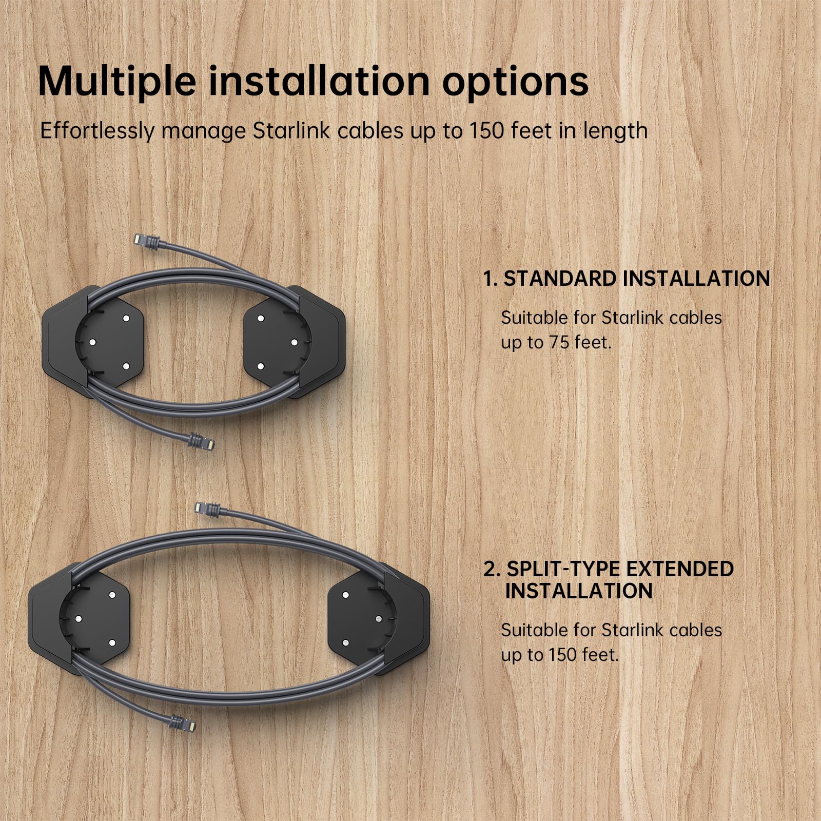 Starlink Ethernet Cable Caddy & Mounting Kit - ABS Stable Cable Management Accessories for Standard Actuated Starlink Cable, Gen3 V3 Extension Cable Organizer - Perfect for Home & Outdoor Starlink Internet Setup