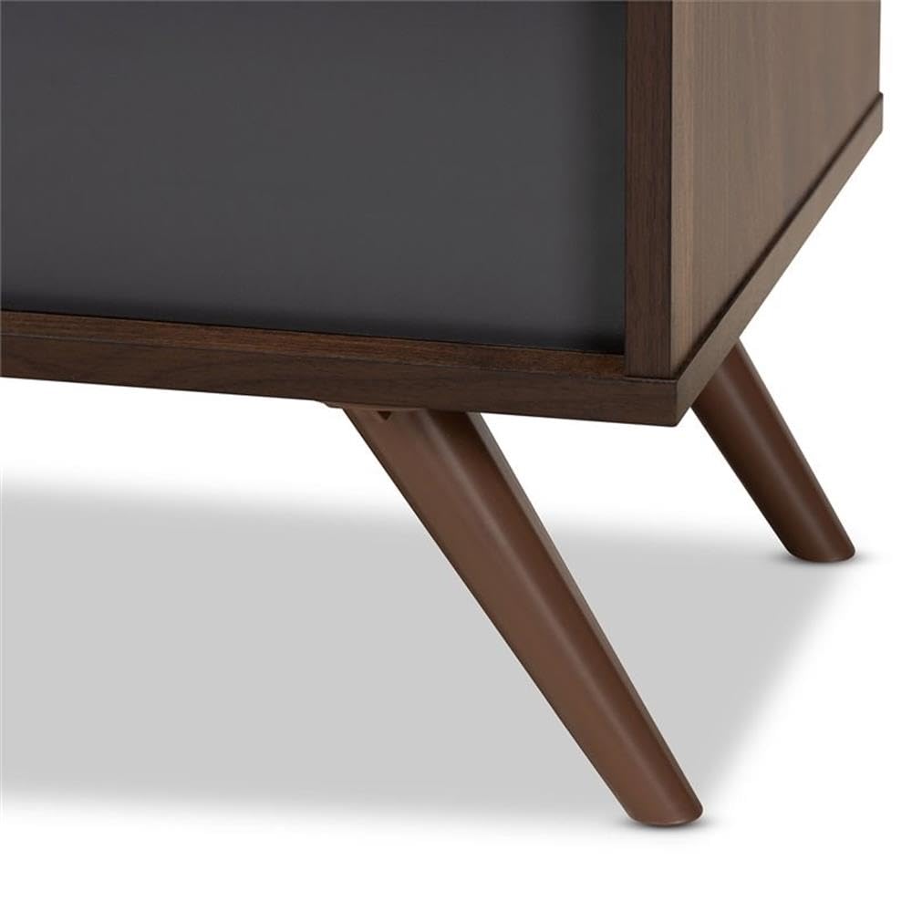 BOWERY HILL 60 Inch Wood TV Stand Entertainment Center Console - Modern Gray & Walnut Finish for Living Room, Bedroom, Home Theater Setup