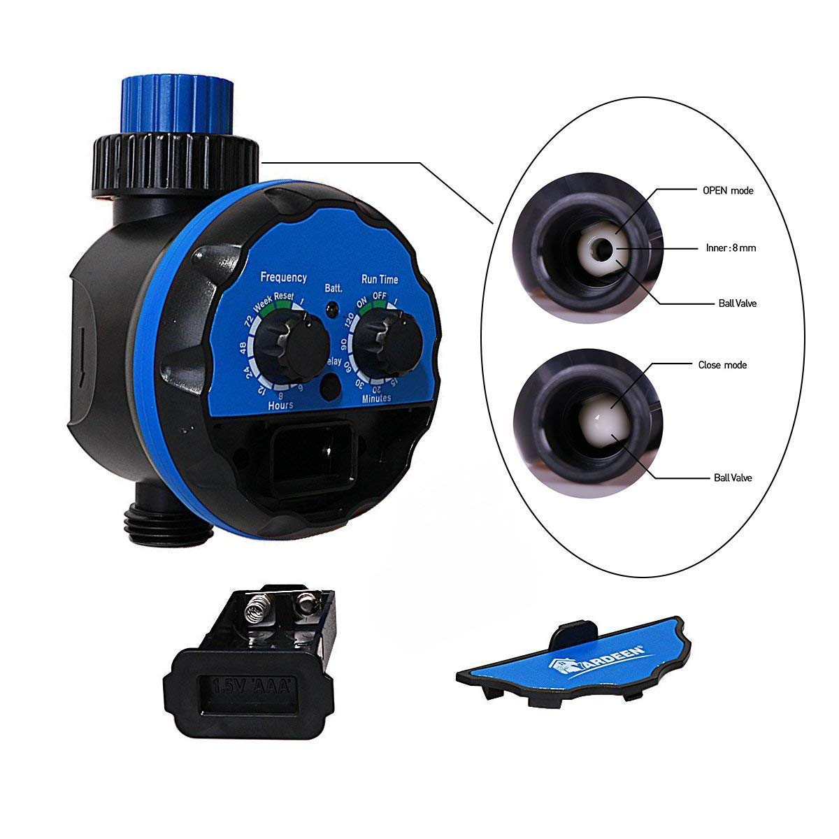 Automatic Water Timer for Garden Irrigation - Waterproof with Rain Delay Function - Blue - Perfect for Lawns, Flower Beds & Drip Irrigation Systems