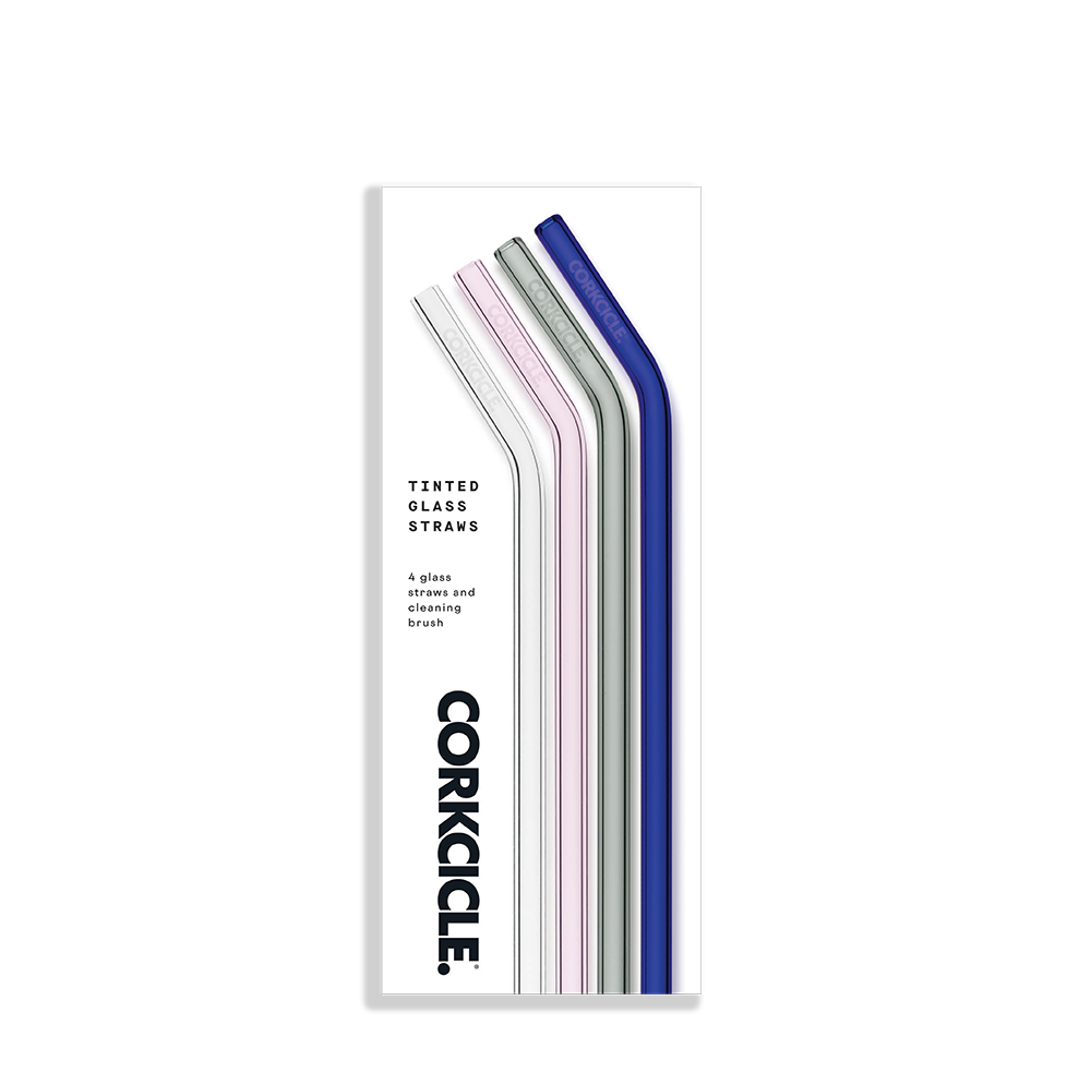 Eco-Friendly Glass Straw Set - 6 Pack Reusable Drinking Straws with Cleaning Brush & Case - Perfect for Smoothies, Iced Coffee & Cocktails at Home or On the Go