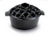 2.2 Qt Enamel Steamer Pot with Lattice Top - Black - Perfect for Steaming Vegetables, Dumplings & Seafood at Home