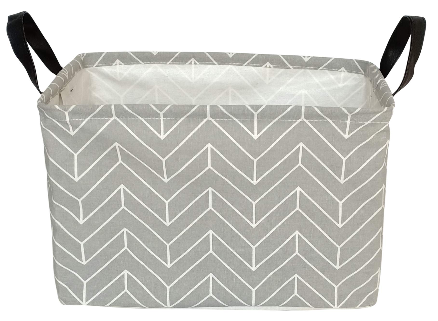 Rectangular Storage Bin with Waterproof Coating - Canvas Fabric Toy Box & Nursery Hamper with Handles | Organizer for Home, Office, Clothes & Books (Geometric Pattern) | Perfect for Kids' Room, Closet Organization & Laundry Storage