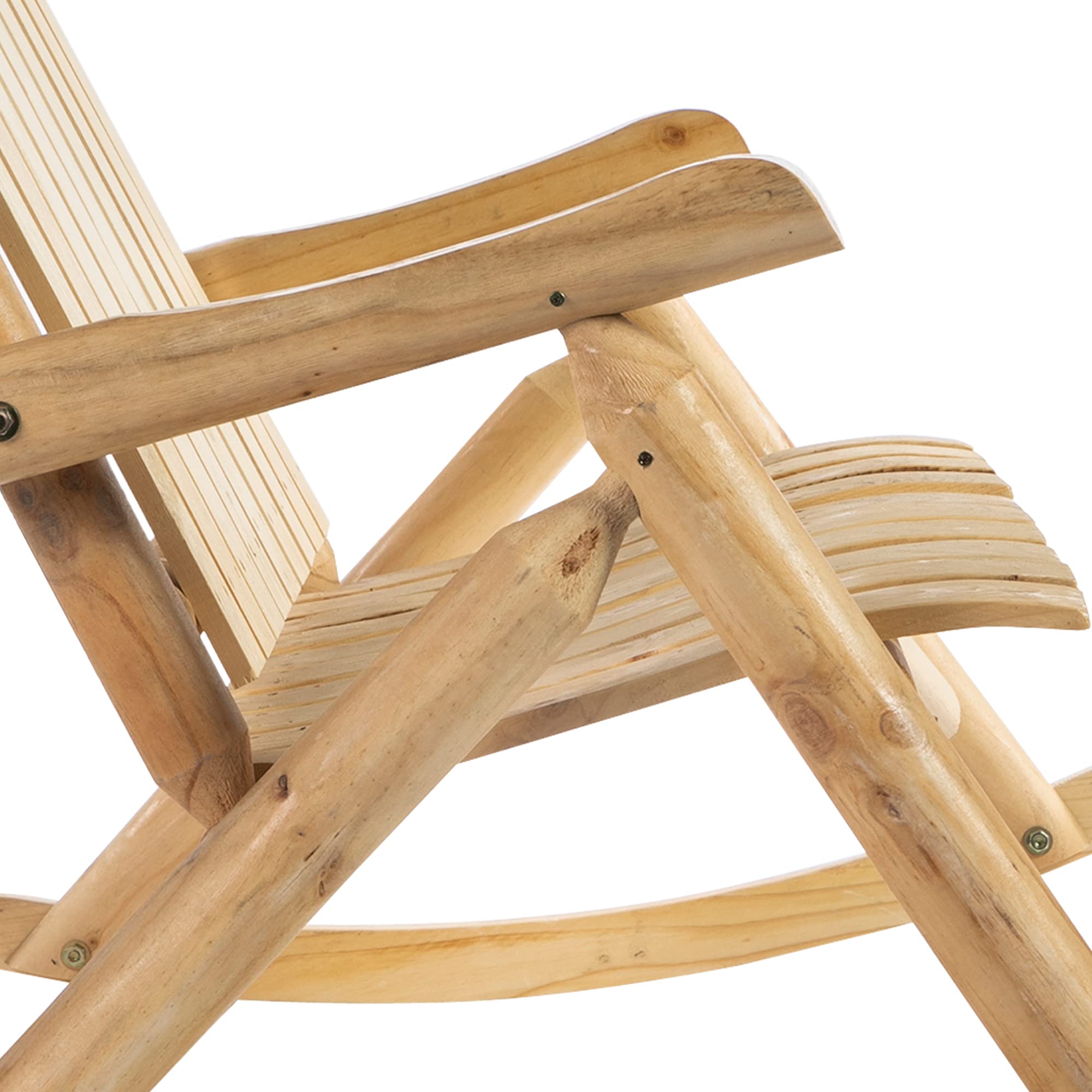 Outsunny Double-Person Wooden Adirondack Rocking Chair - Rustic High Back Patio Chair with Slatted Seat & Backrest - Perfect for Backyard, Garden, Porch & Indoor Relaxation - Great for Couples Lounging, Outdoor Entertaining & Cozy Reading Nooks