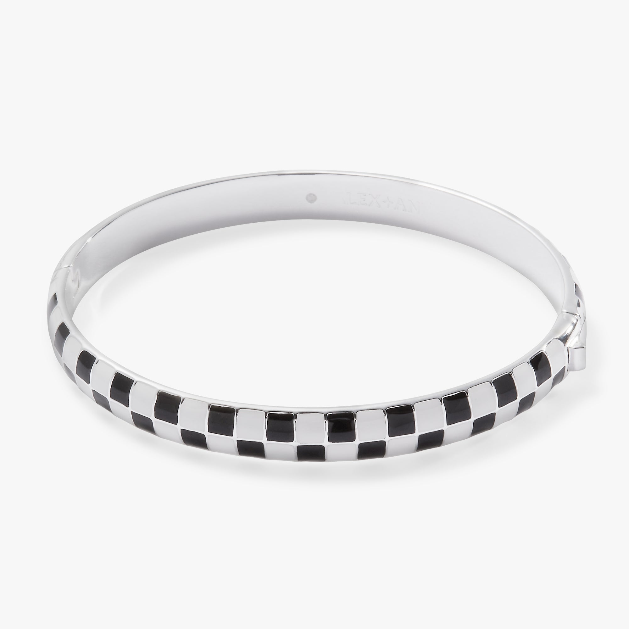 Black & White Checker Hinge Bangle Bracelet for Women - Trendy Geometric Pattern Cuff Jewelry - Perfect for Casual Wear, Office & Party Accessories