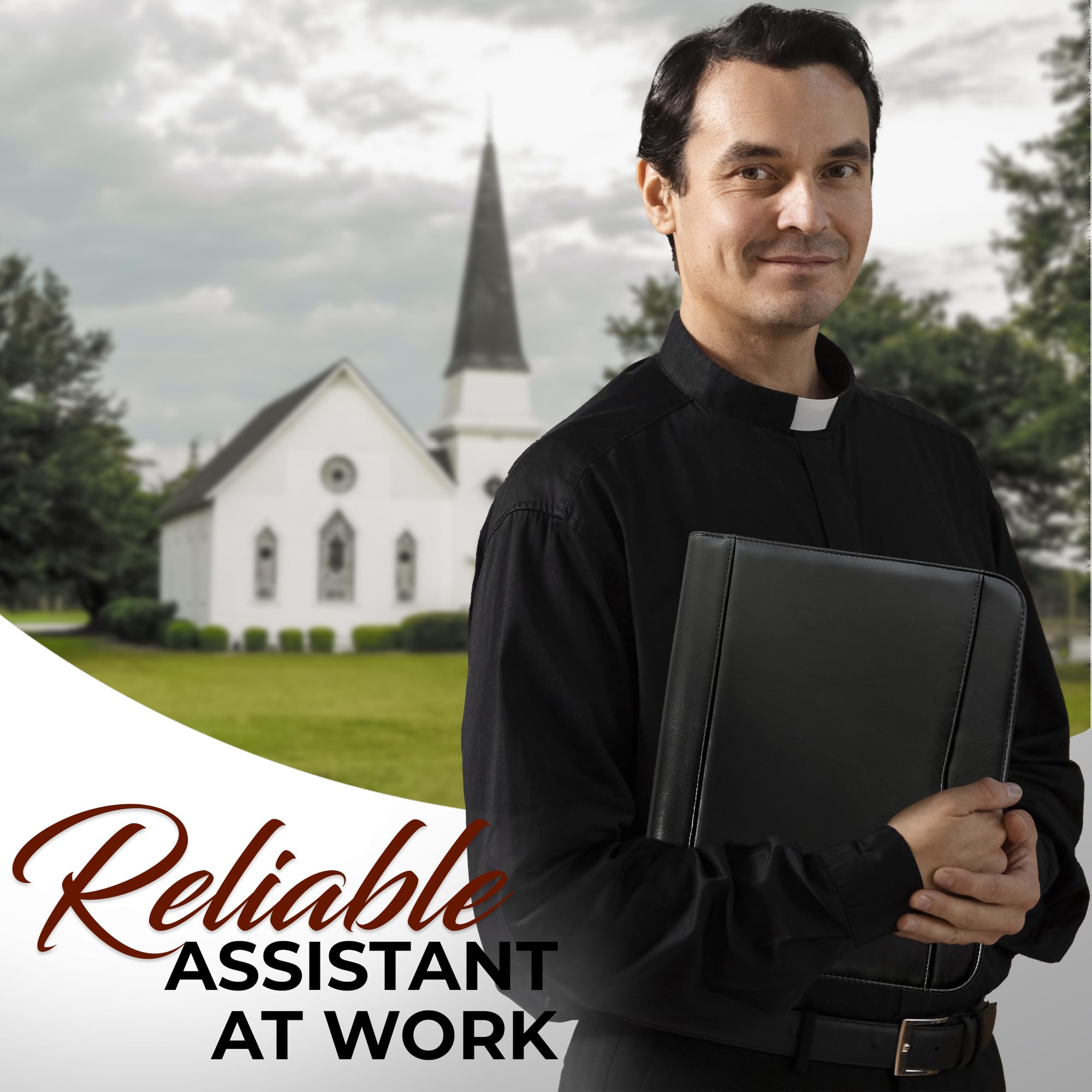 Premium DEHITE Leather Portfolio for Men & Women - Christian Religious Gift with Laptop Pocket - Letter Size Organizer for Bible, Notebook & Notepad - Black Full Grain Zipper Binder - Perfect for Church, Office & Business Meetings