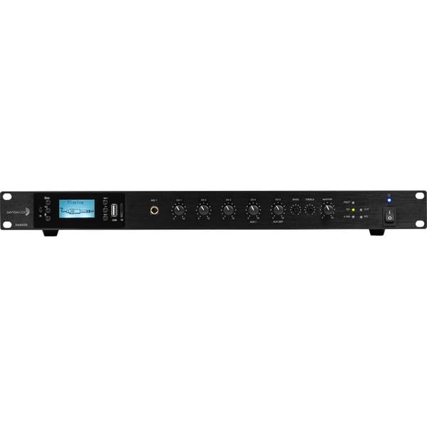 Dayton Audio DA650D 650W Commercial Audio Amplifier - 70V/100V/4 Ohm Mixer with 4 Mic, 2 Aux & 1 Telephone Input for PA Systems, Background Music & Public Address