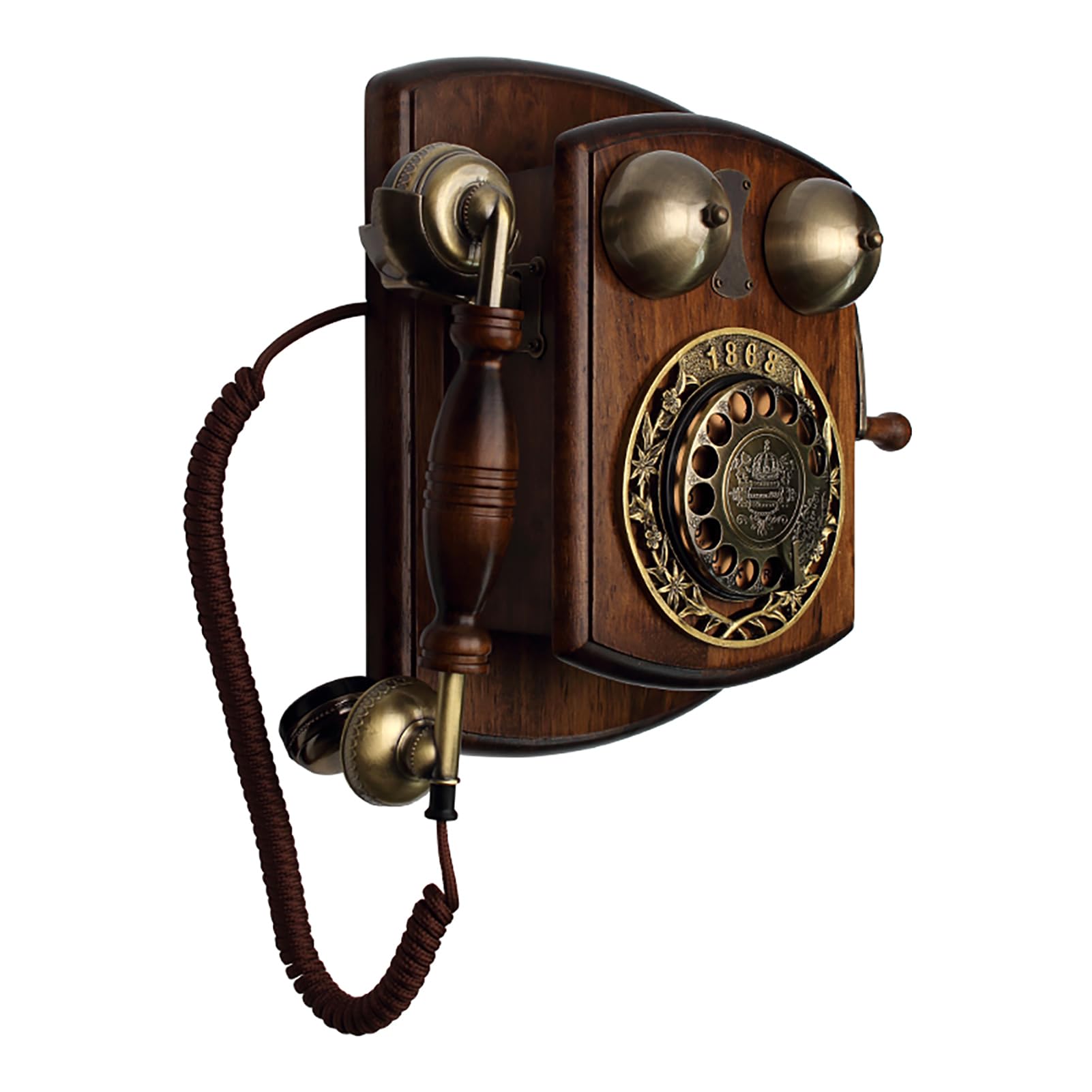 Vintage Wall Telephone - Retro Corded Landline Phone with Rotary Dial | Classic Antique Home Decor for Office, Hotel & School | Perfect for Vintage Themed Rooms, Historical Reenactments & Nostalgic Gifts (Red)