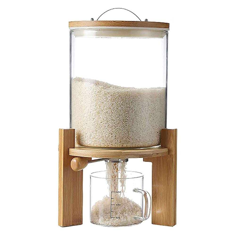 Glass Flour & Grain Storage Containers with Lids - 8L Airtight Kitchen Food Canisters for Baking Ingredients, Rice, Pasta & Dry Goods - Includes Measuring Cups & Holders - Perfect for Pantry Organization & Bulk Food Storage