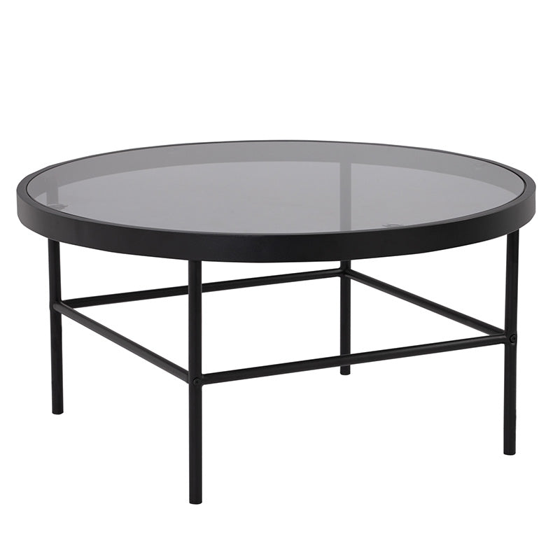 CASHEL 80cm Round Coffee Table - Modern Smoke & Black Finish for Living Room, Lounge & Office Decor