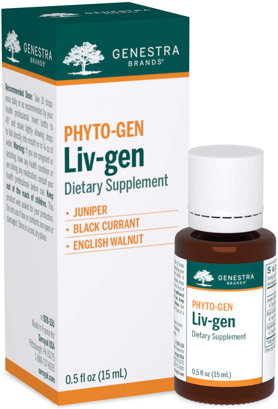 Genestra Brands Liv-gen Herbal Supplement with Juniper, Black Currant & English Walnut - 0.5 fl oz | Liver Support & Detox | Natural Wellness for Daily Cleansing & Digestive Health