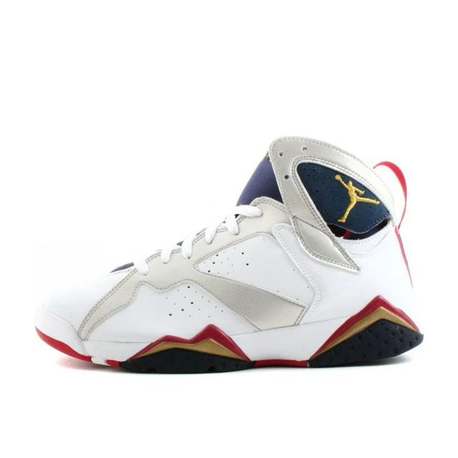 Air Jordan 7 Retro 2004 Olympic White Metallic Gold Navy True Red Basketball Shoes - Men's High-Top Sneakers for Streetwear & Sports Performance