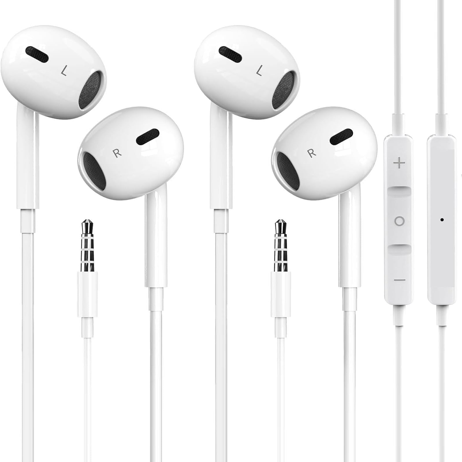 2 Pack MFi Certified Wired Earbuds for iPhone - 3.5mm Headphones with Mic & Volume Control - Compatible with iPhone, iPad, iPod, Computer, MP3/4 & Android Devices - Perfect for Workouts, Commuting & Gaming