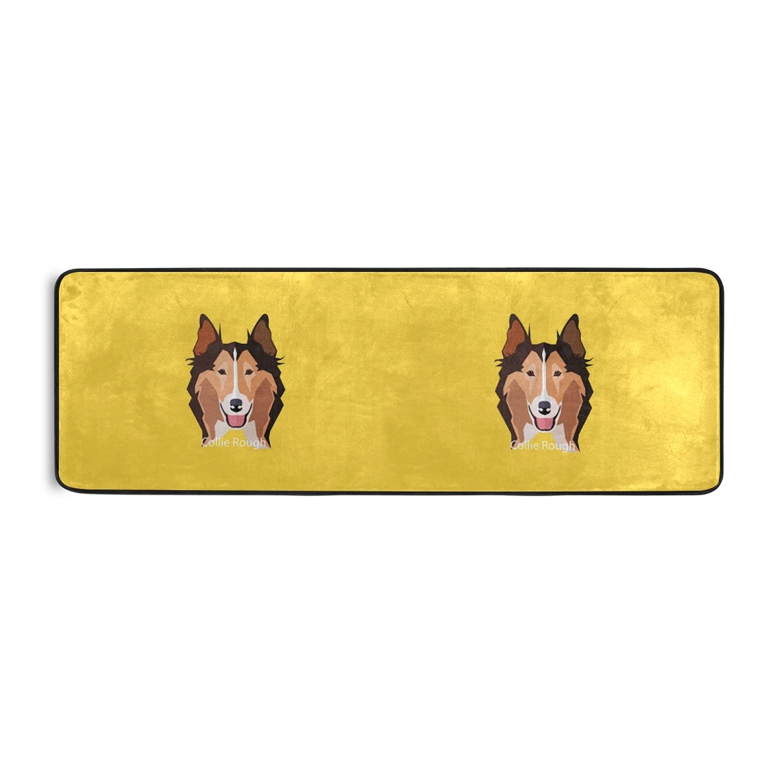Rough Collie Dog Design Non-Slip Doormat - 72x24 Inch Yellow Hallway Runner Rug for Front Door Entryway, Indoor/Outdoor Welcome Mat - Perfect for Pet Lovers Home Decor & High Traffic Areas