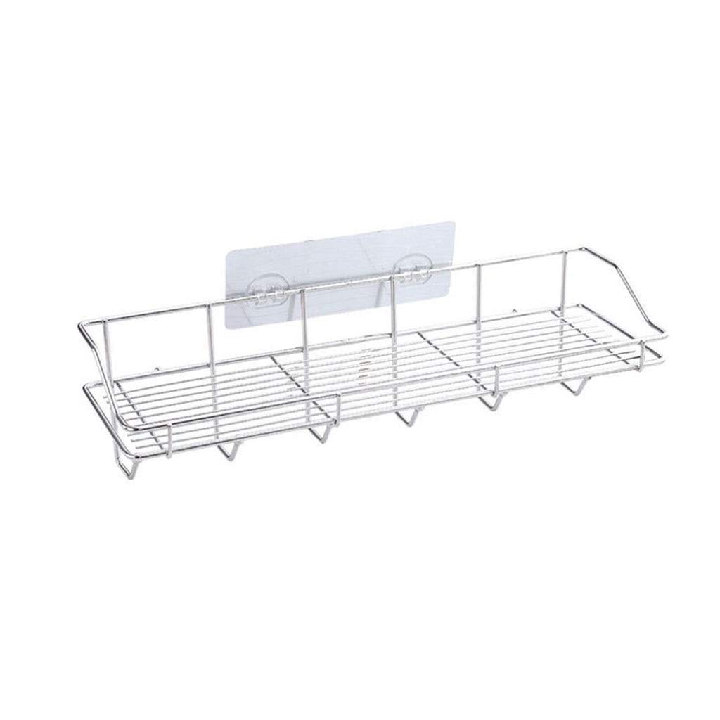 Stainless Steel Wall Mounted Kitchen Storage Shelf with 6 Hooks - Space Saving Organizer for Spices, Utensils & Cookware - Perfect for Pantry, Garage & Bathroom Organization