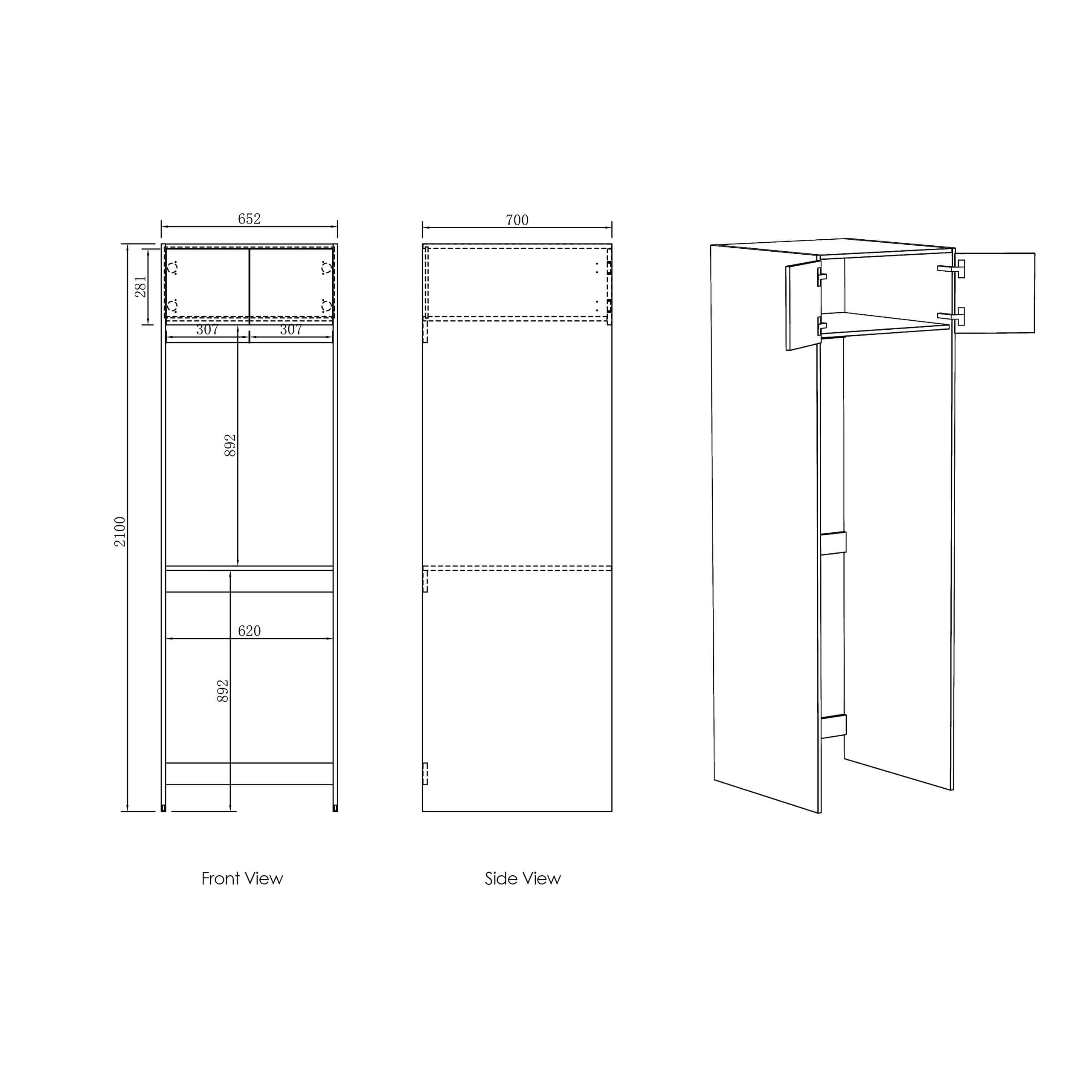Byron Black Oak Laundry Sets with Internal Drawer - 1715mm Wide Space-Saving Storage for Bedroom, Bathroom & Laundry Room Organization
